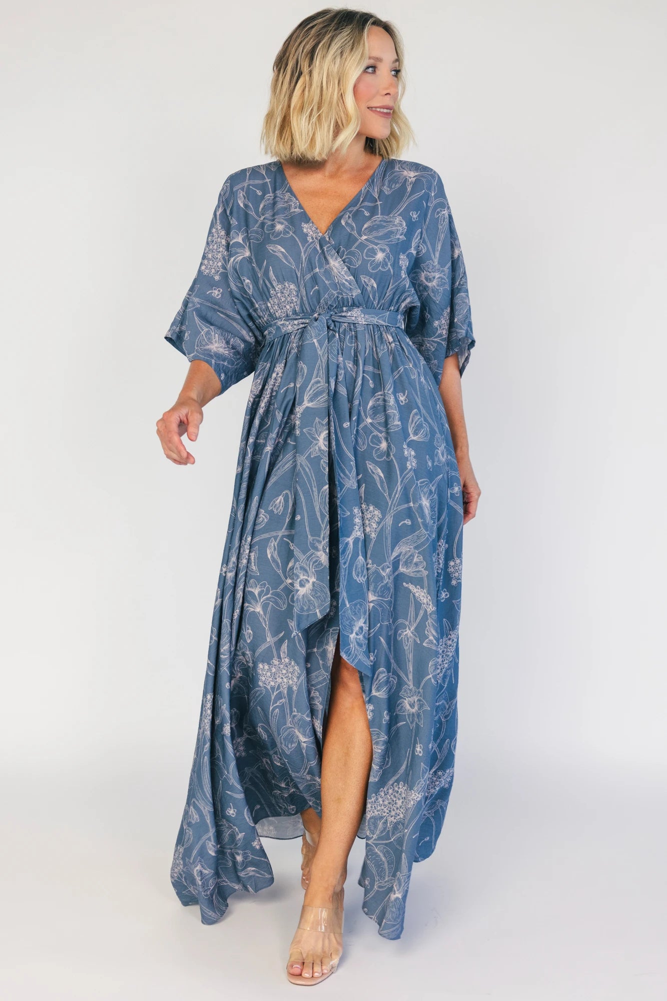 Kalea Maxi Dress | Slate Blue Print