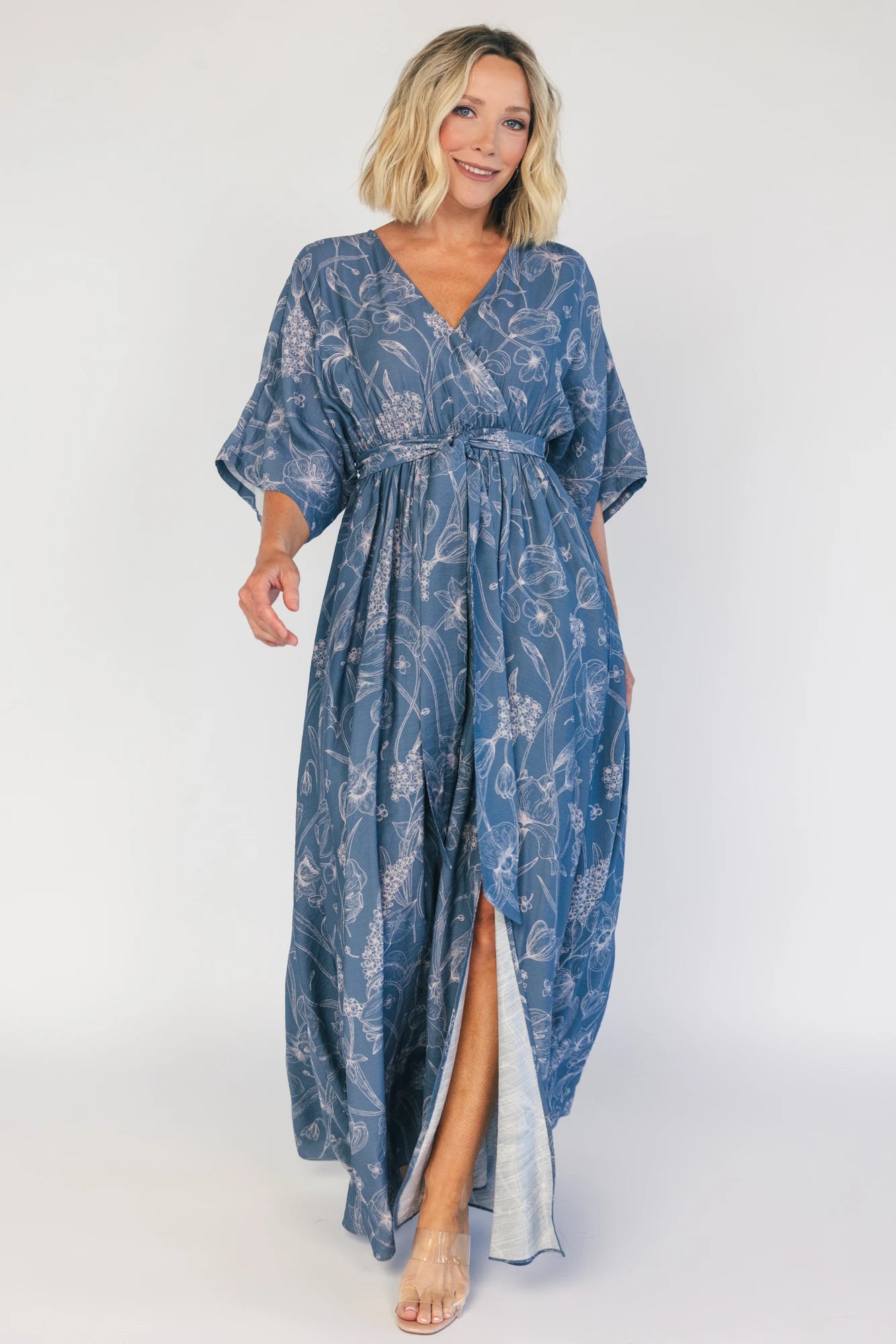 Kalea Maxi Dress | Slate Blue Print
