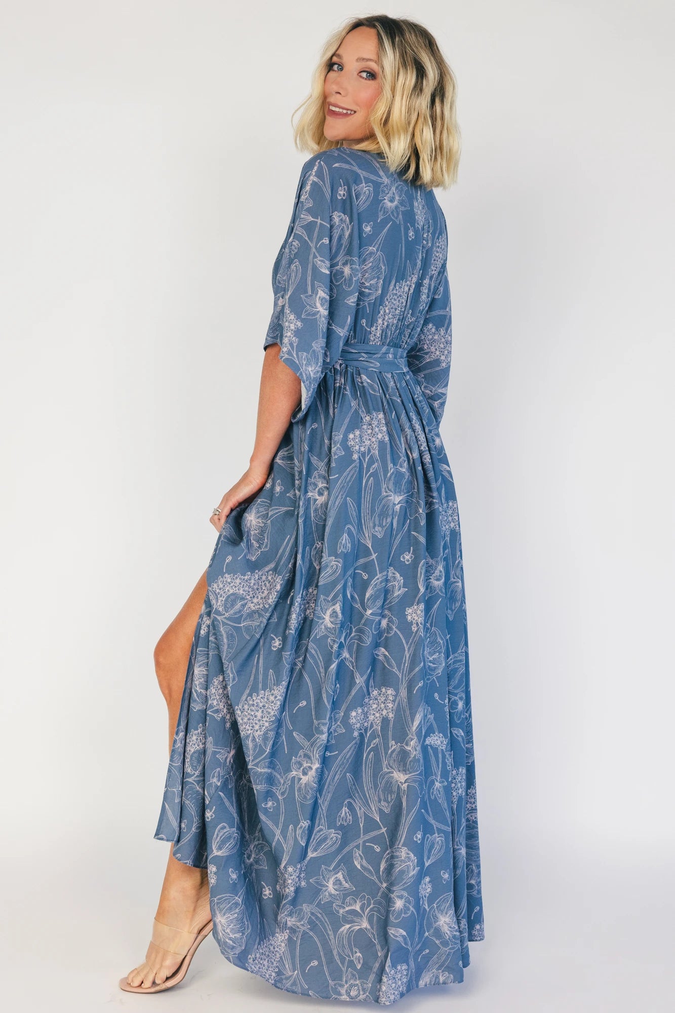 Kalea Maxi Dress | Slate Blue Print