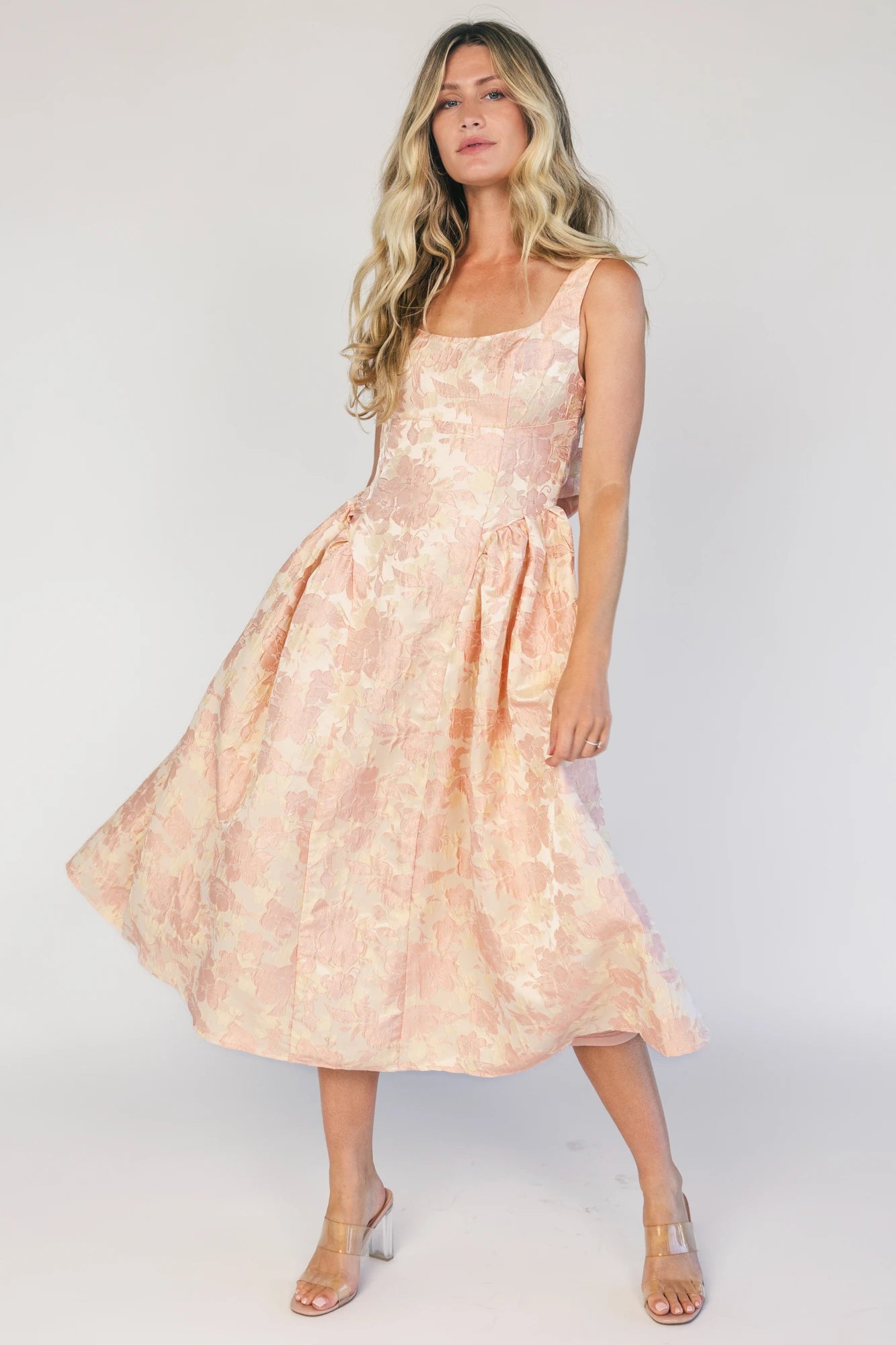 Evanthia Midi Dress | Peach Multi