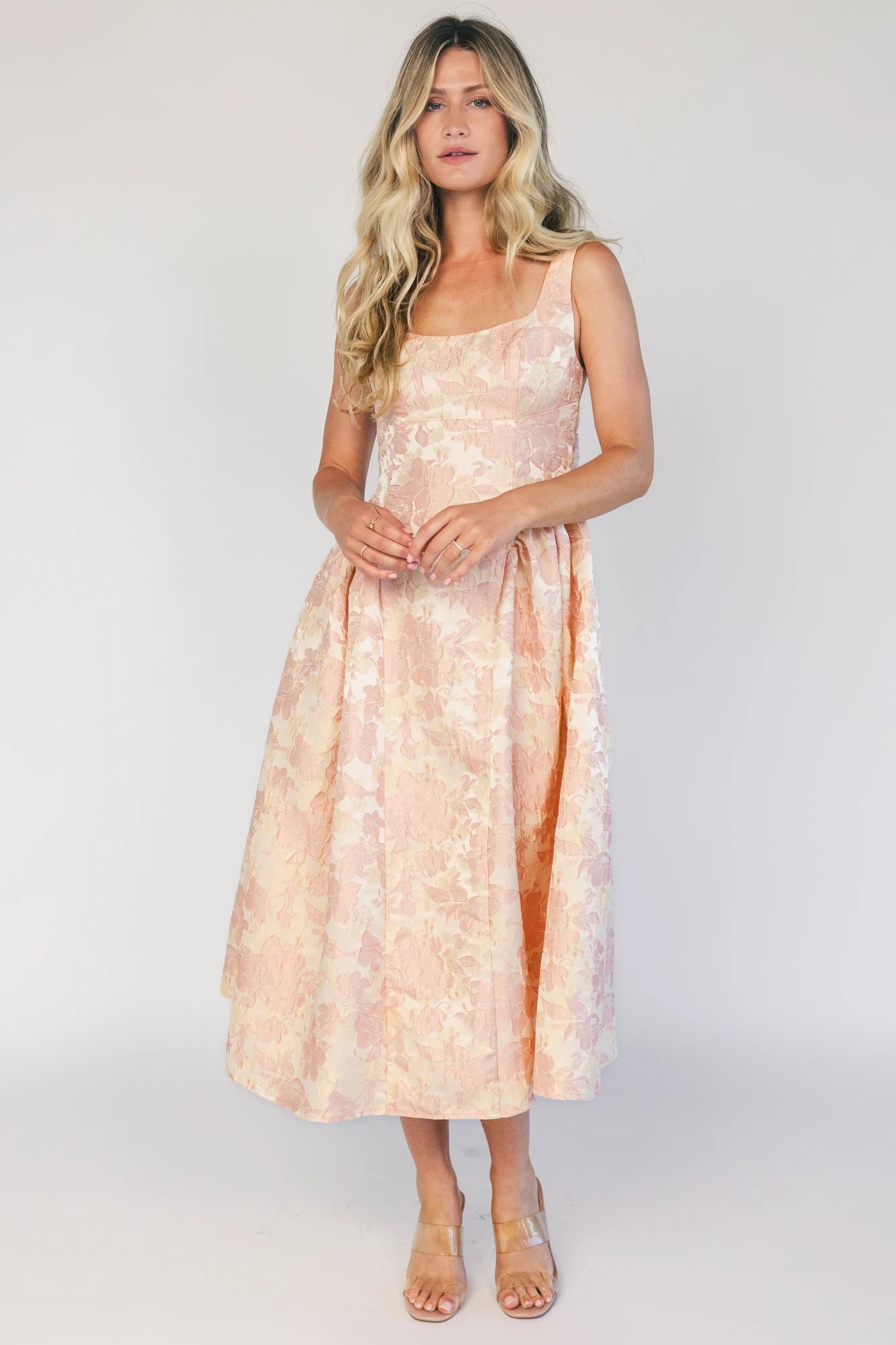Evanthia Midi Dress | Peach Multi
