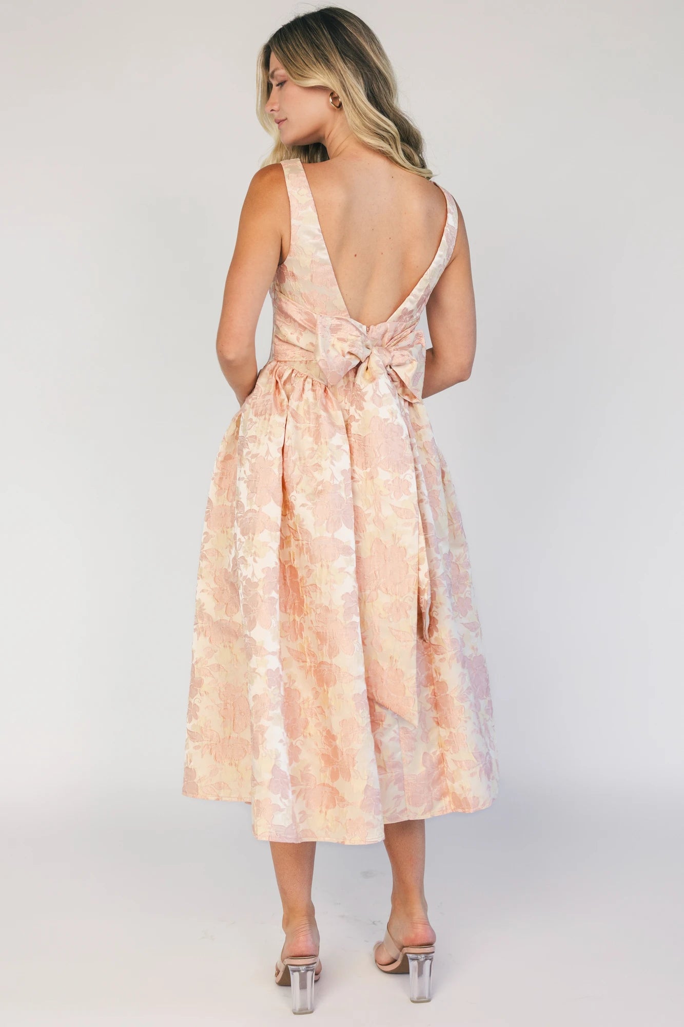 Evanthia Midi Dress | Peach Multi