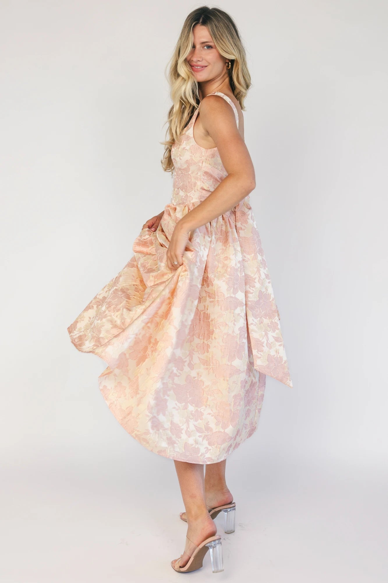 Evanthia Midi Dress | Peach Multi