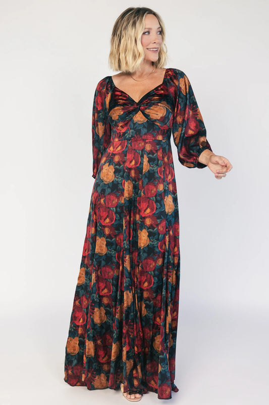 Liesel Maxi Dress | Dark Jade + Marsala