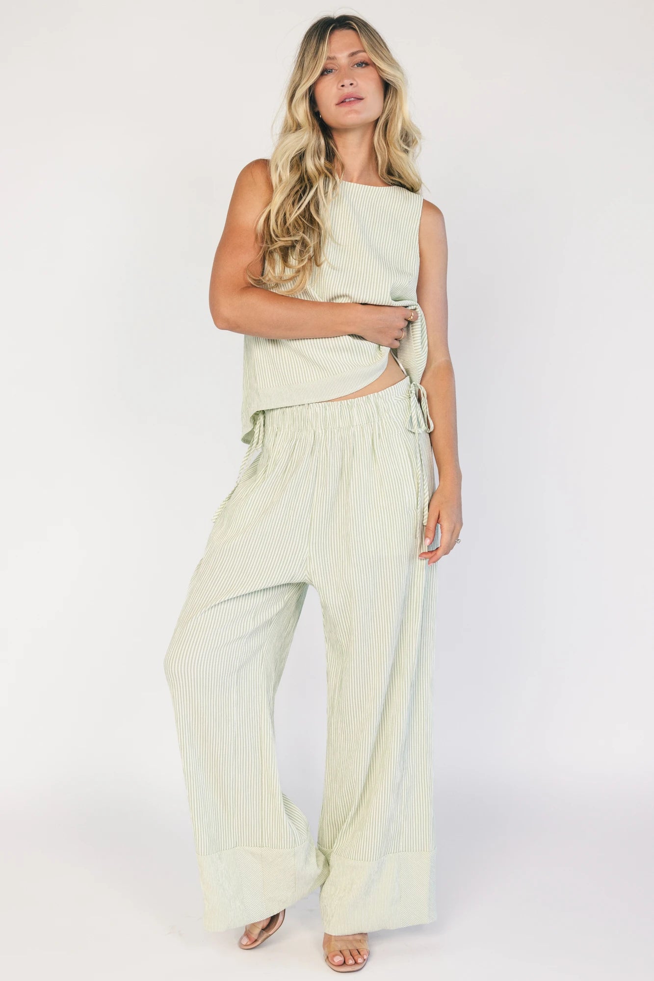 Pepper Top + Pants Set | Sage Stripe