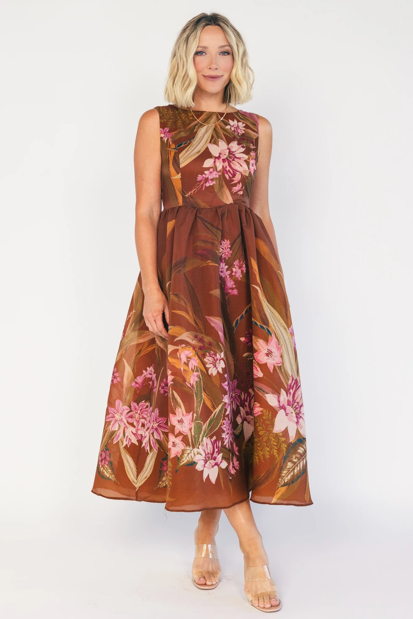 Hudson Midi Dress | Brown Floral
