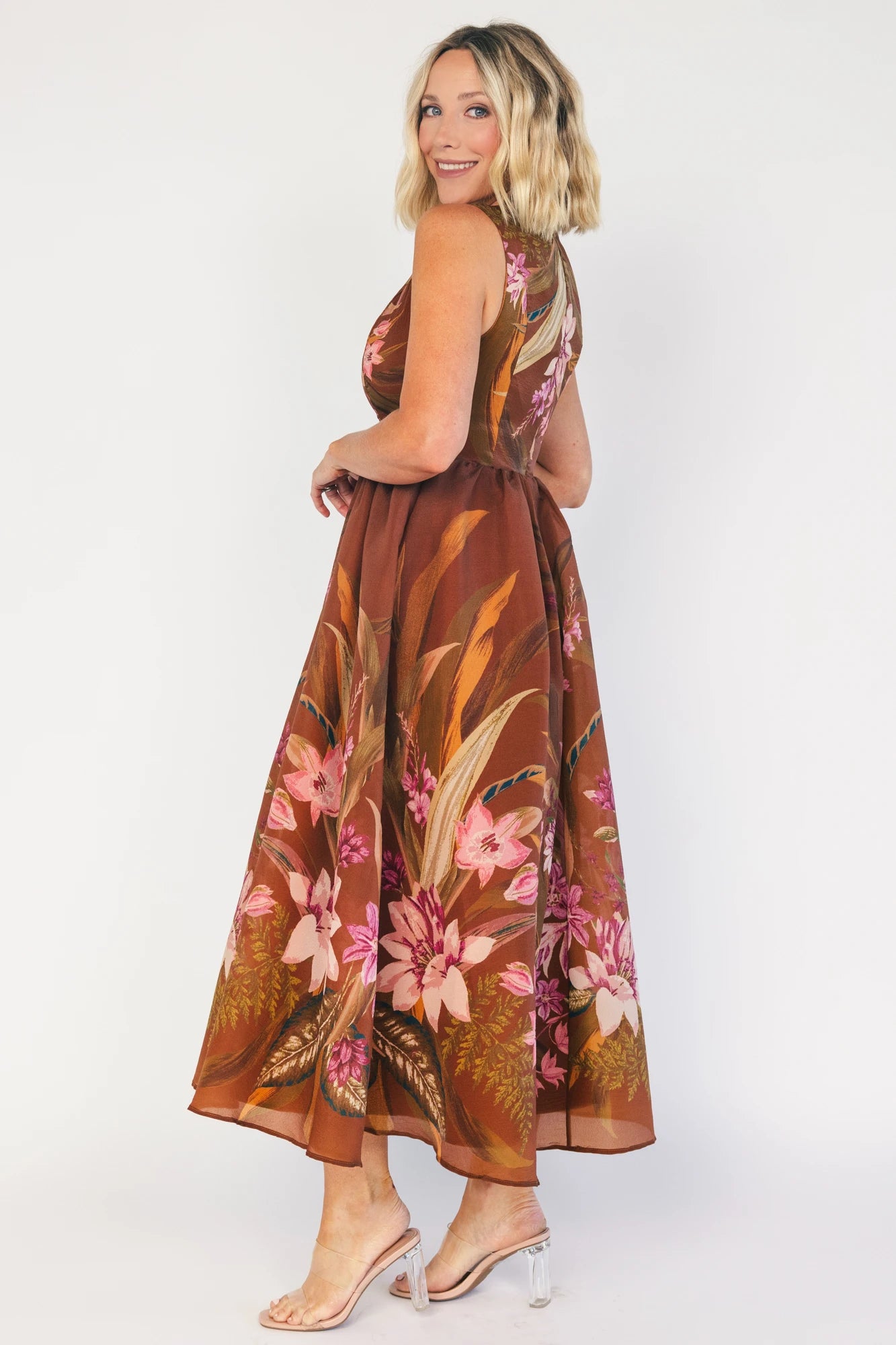 Hudson Midi Dress | Brown Floral