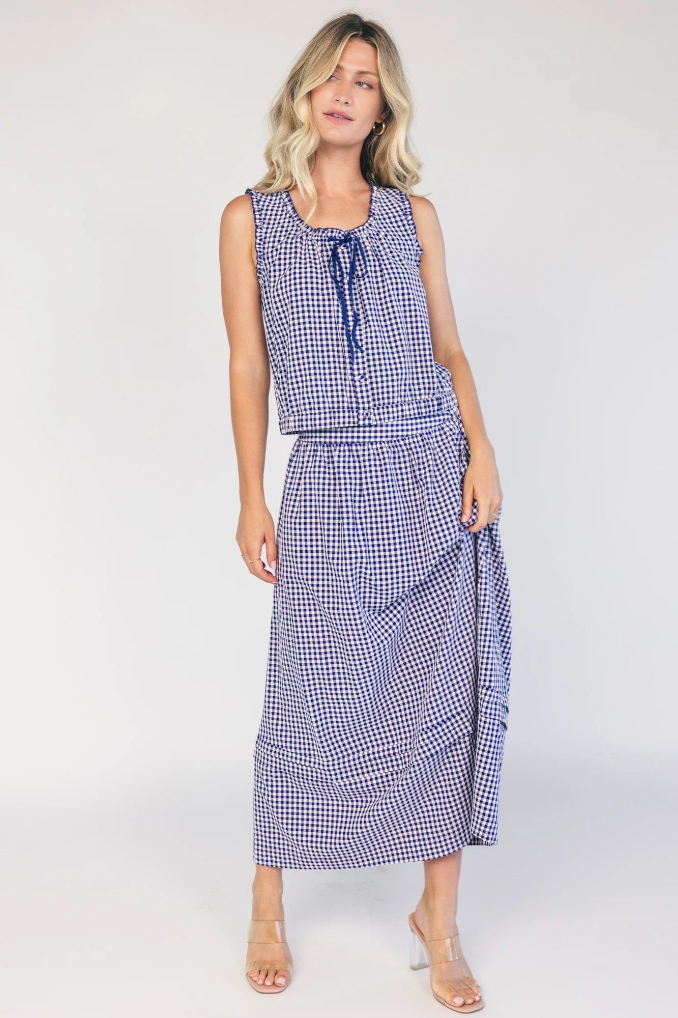 Keegan Top | Navy + White Gingham