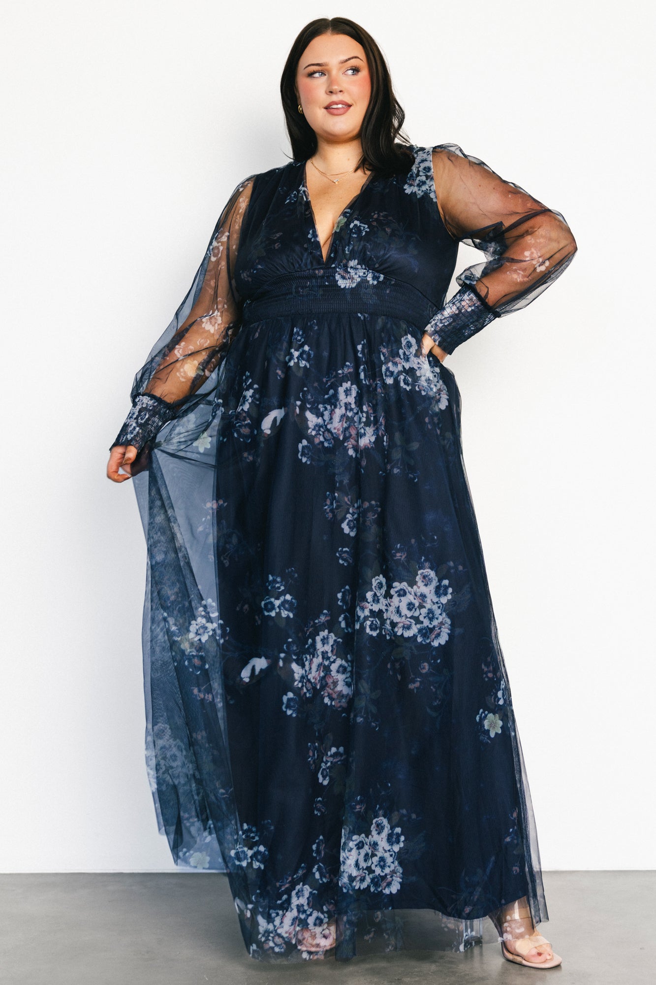 Layla Tulle Maxi Dress | Navy Multi