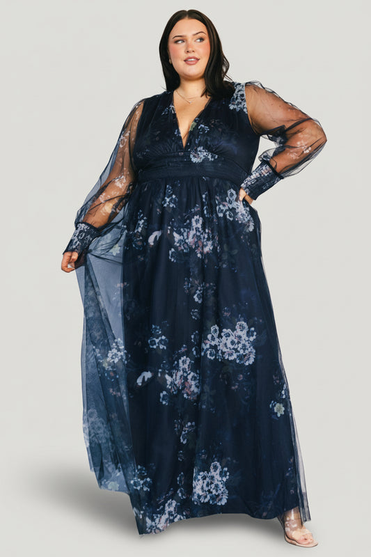 Layla Tulle Maxi Dress | Navy Multi