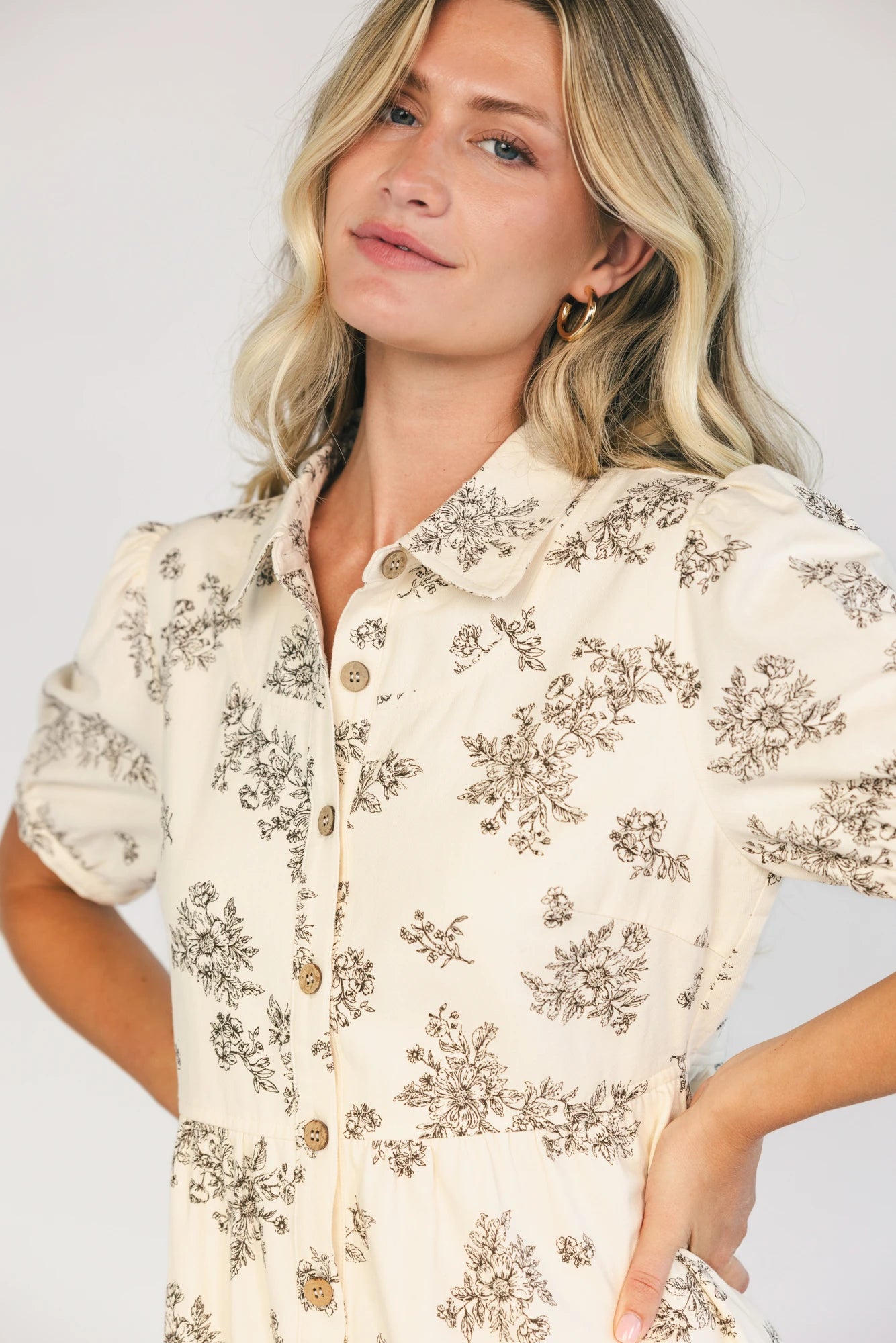 Juliet Short Dress | Cream Print