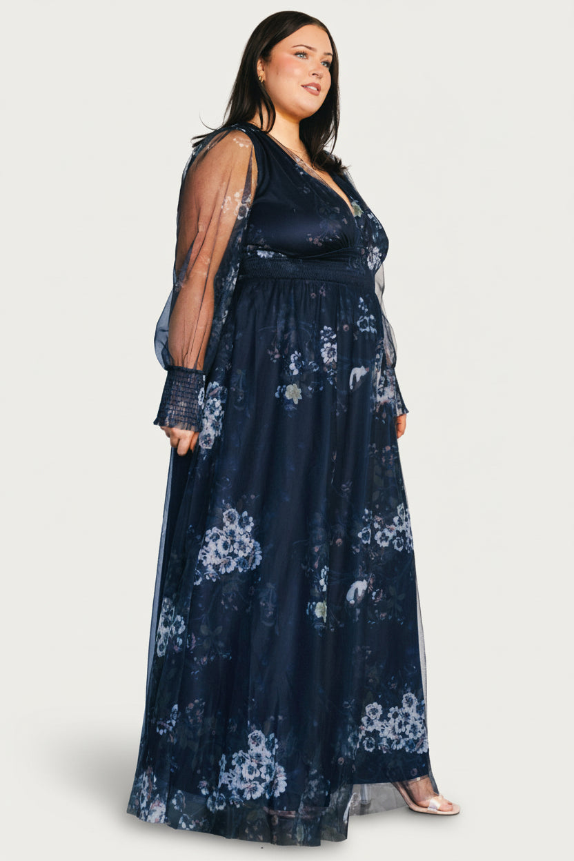 layla tulle maxi dress Baltic Born Womens Layla Tulle Maxi Dress | Navy Multi | Color: Dark Blue Floral
