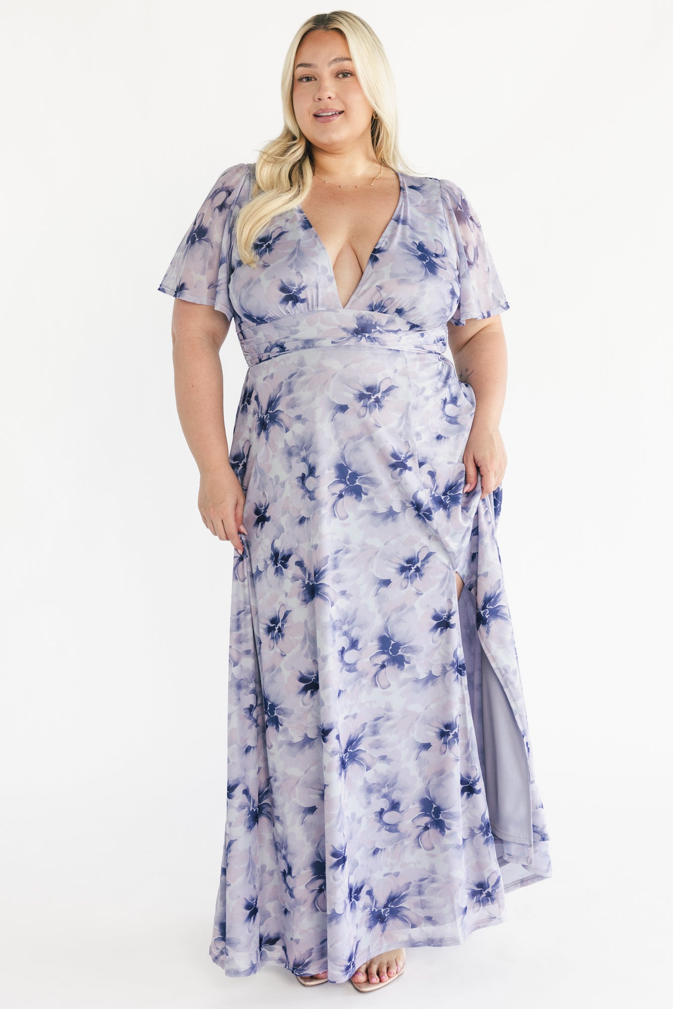 Arianne Mesh Maxi Dress | Dusty Lavender Print