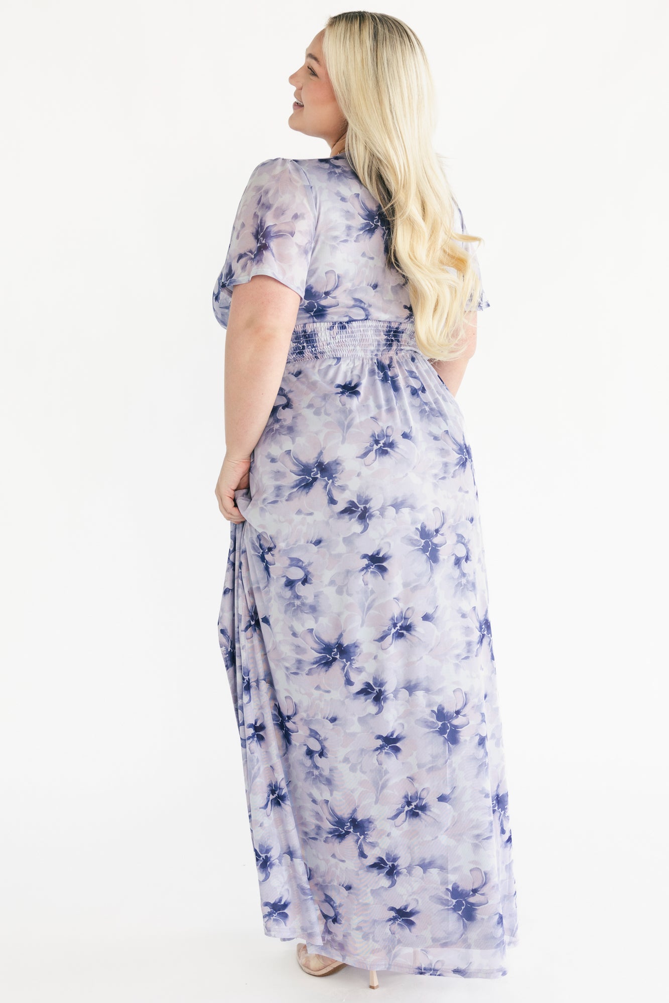 Arianne Mesh Maxi Dress | Dusty Lavender Print