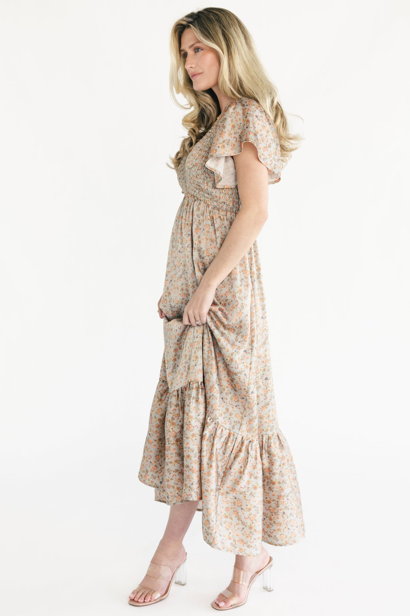 Rosie Smocked Dress | Sage Floral