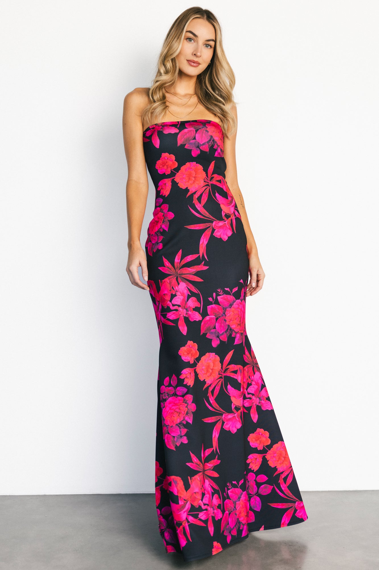 Alicante Maxi Dress | Black + Pink