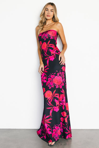 Alicante Maxi Dress | Black + Pink