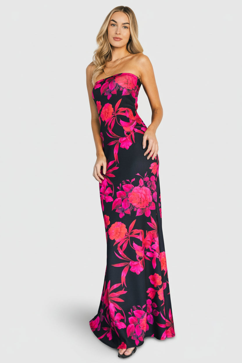 Alicante Maxi Dress | Black + Pink