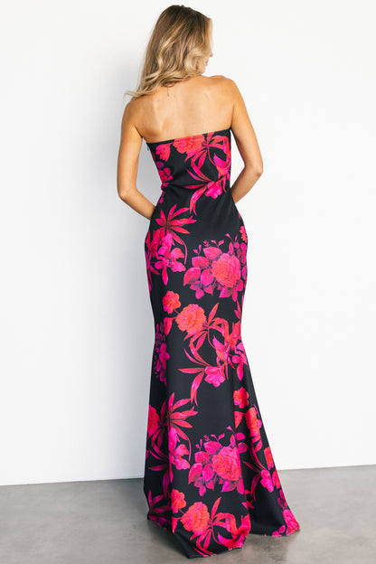 Alicante Maxi Dress | Black + Pink