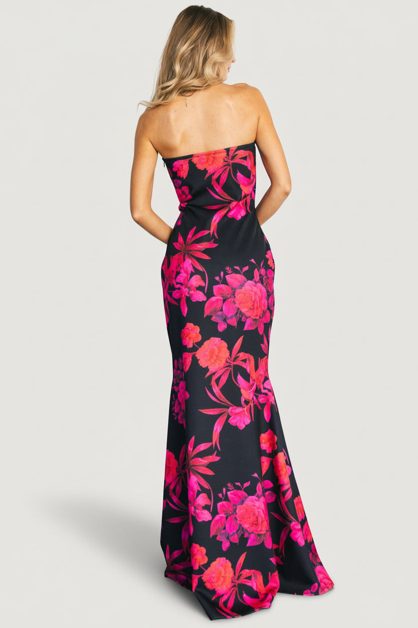 pink and black maxi dress Kailua Floral Print Maxi Dress Black