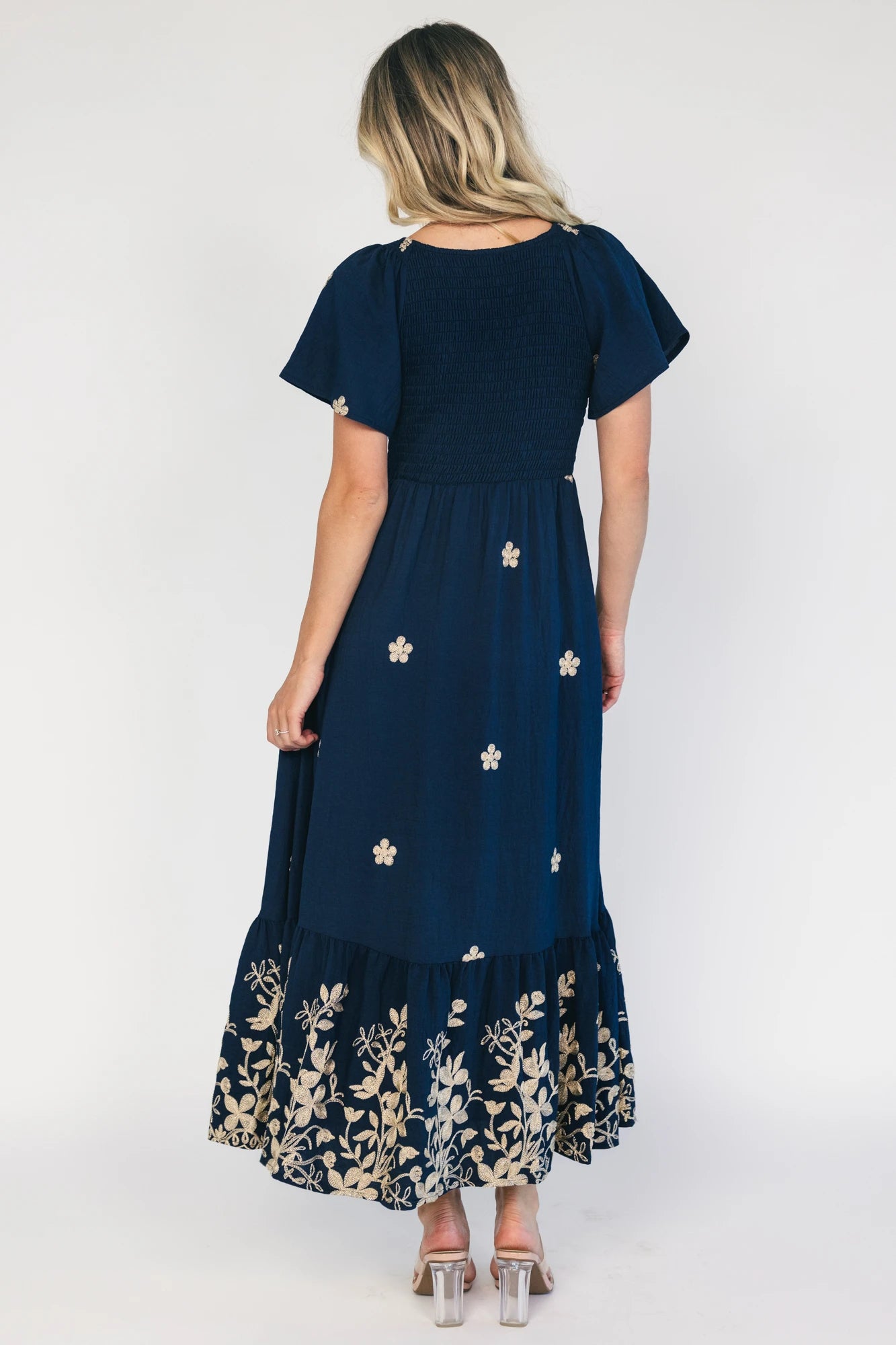 Atlantic Embroidered Maxi Dress | Navy