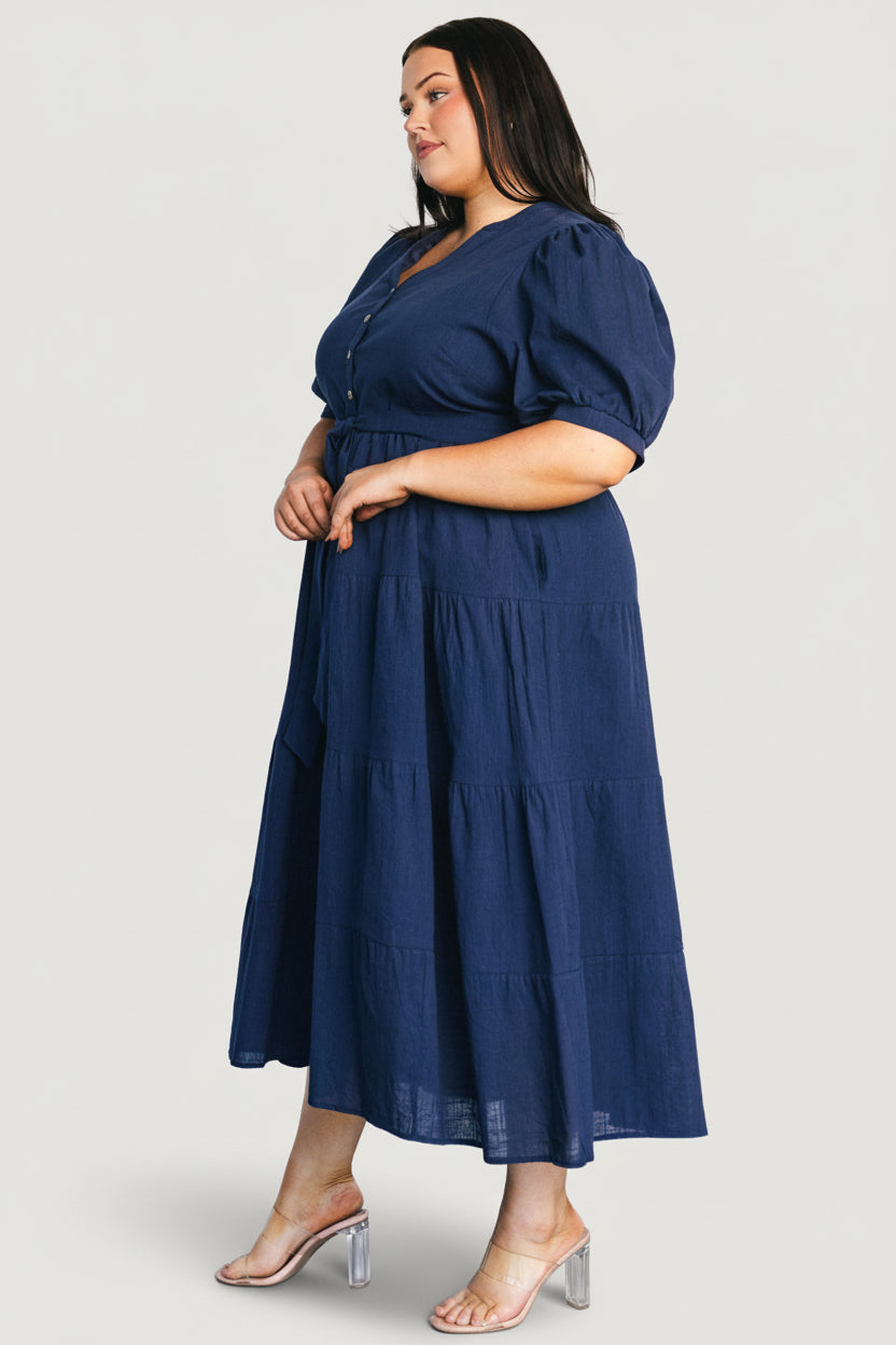 fitted lace wedding dress Hutch Carmel Dress Navy