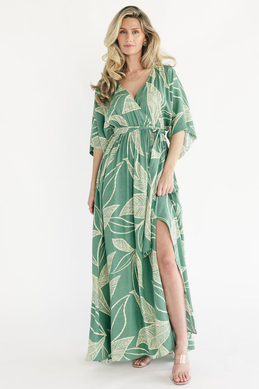 Kalea Maxi Dress | Green + Off White