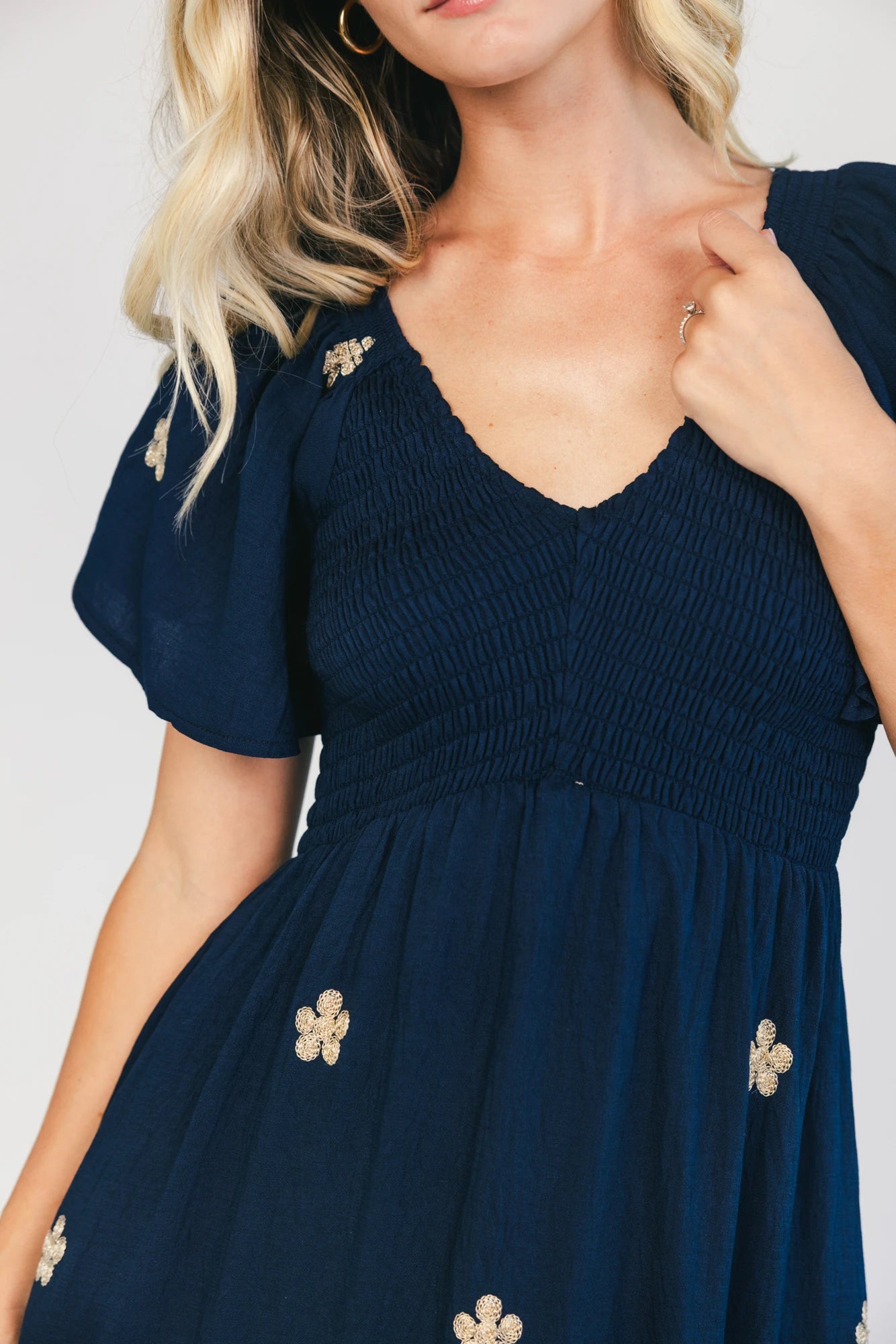 Atlantic Embroidered Maxi Dress | Navy