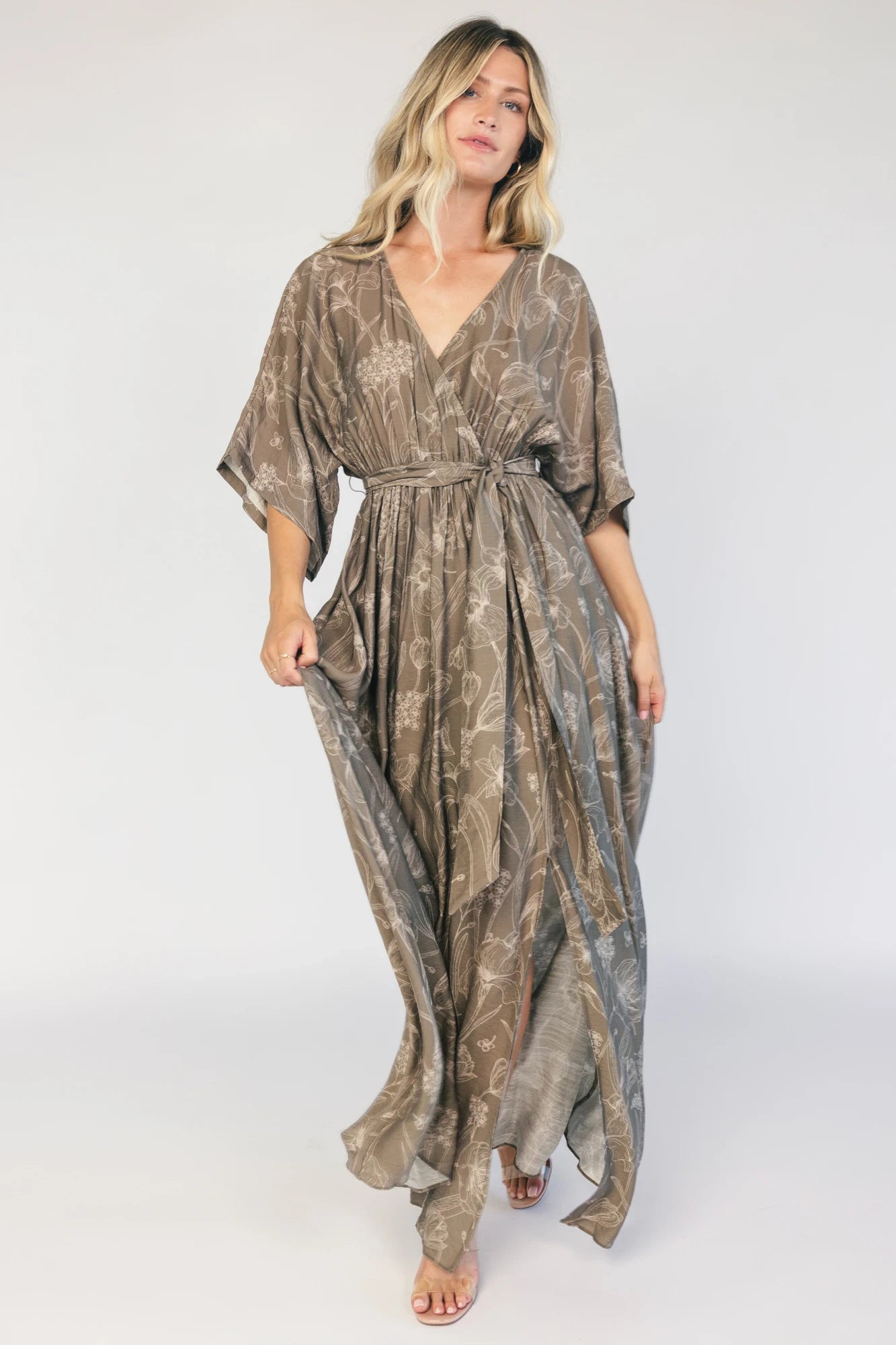 Kalea Maxi Dress | Dusty Olive Print