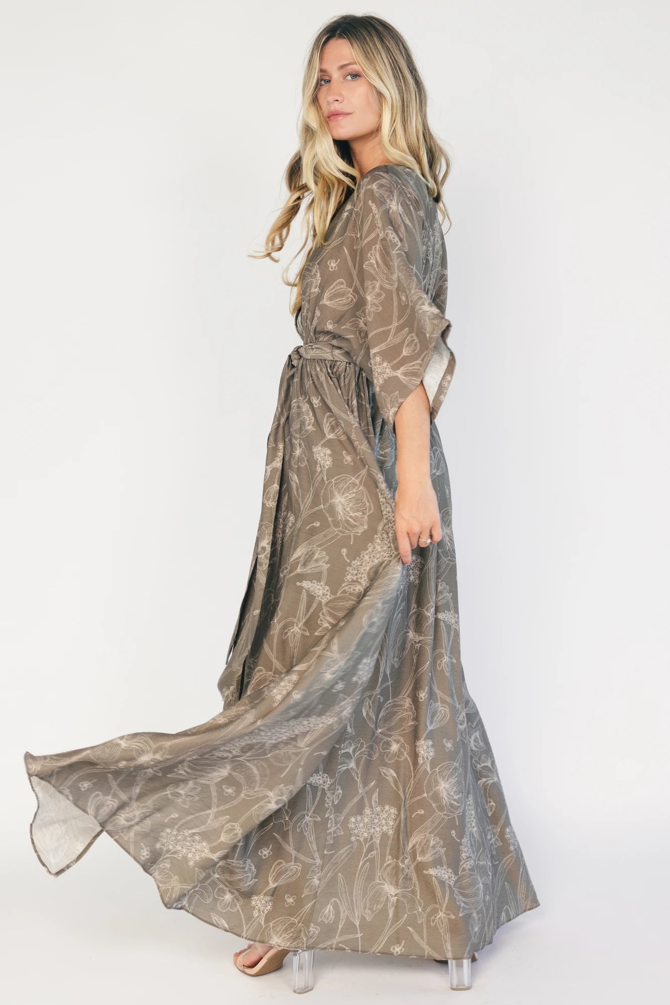 Kalea Maxi Dress | Dusty Olive Print