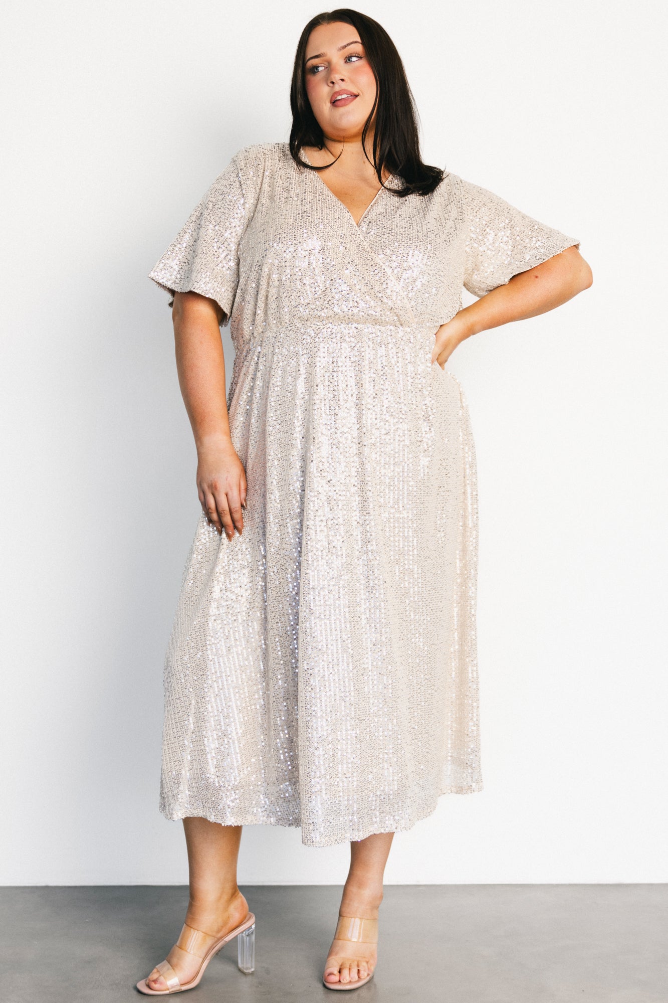 Mayfair Sequin Midi Dress | Champagne