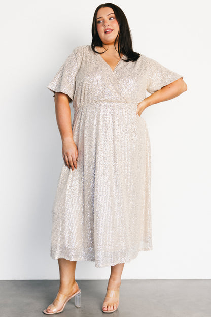 Mayfair Sequin Midi Dress | Champagne