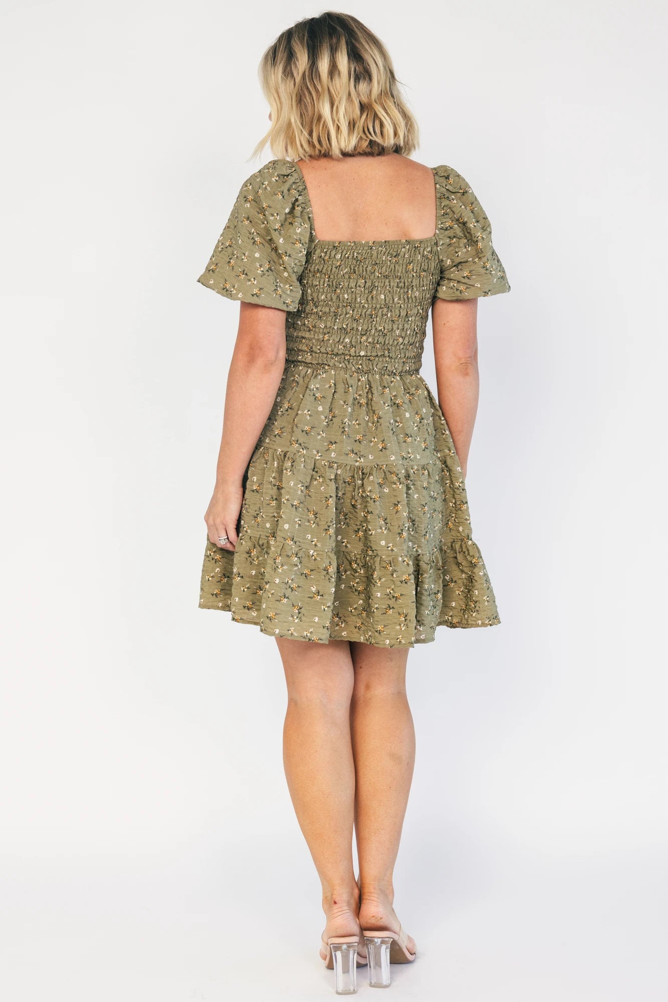 Daze Smocked Dress | Olive Floral