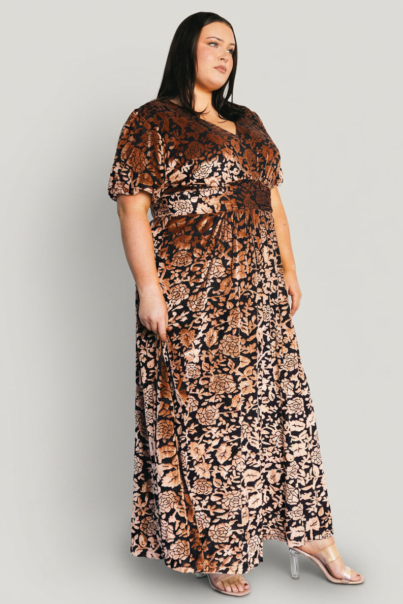 Leslie Velvet Maxi Dress | Black + Bronze