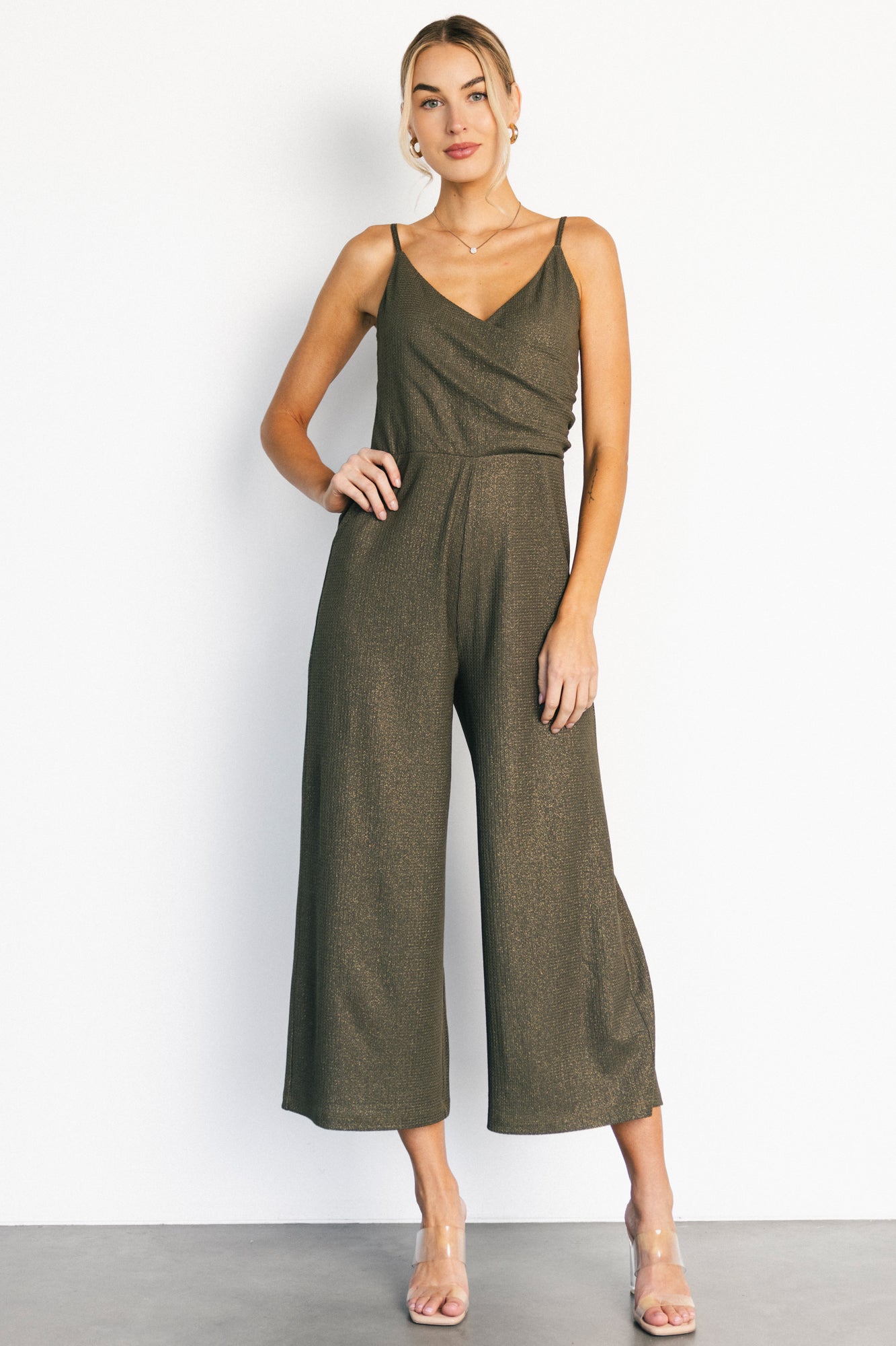 Valencia Jumpsuit | Olive Shimmer