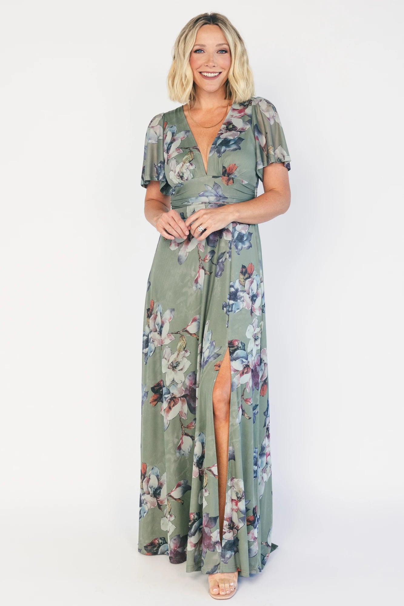 long dress without sleeves High Neck Sleeveless Maxi White Dress With Removable Cuffs HAREM's Brides