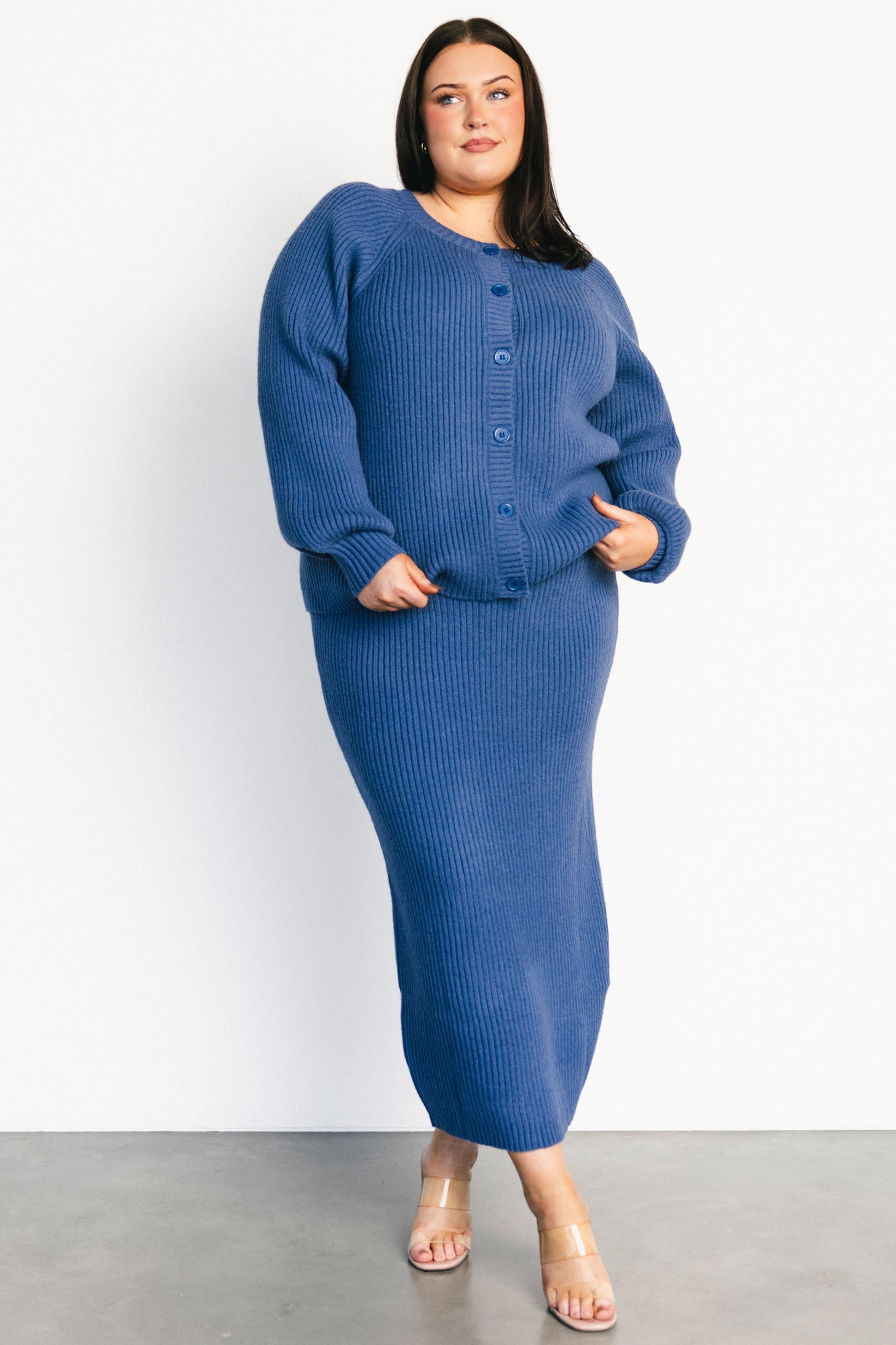 Blair Rib Knit Cardigan | Blue