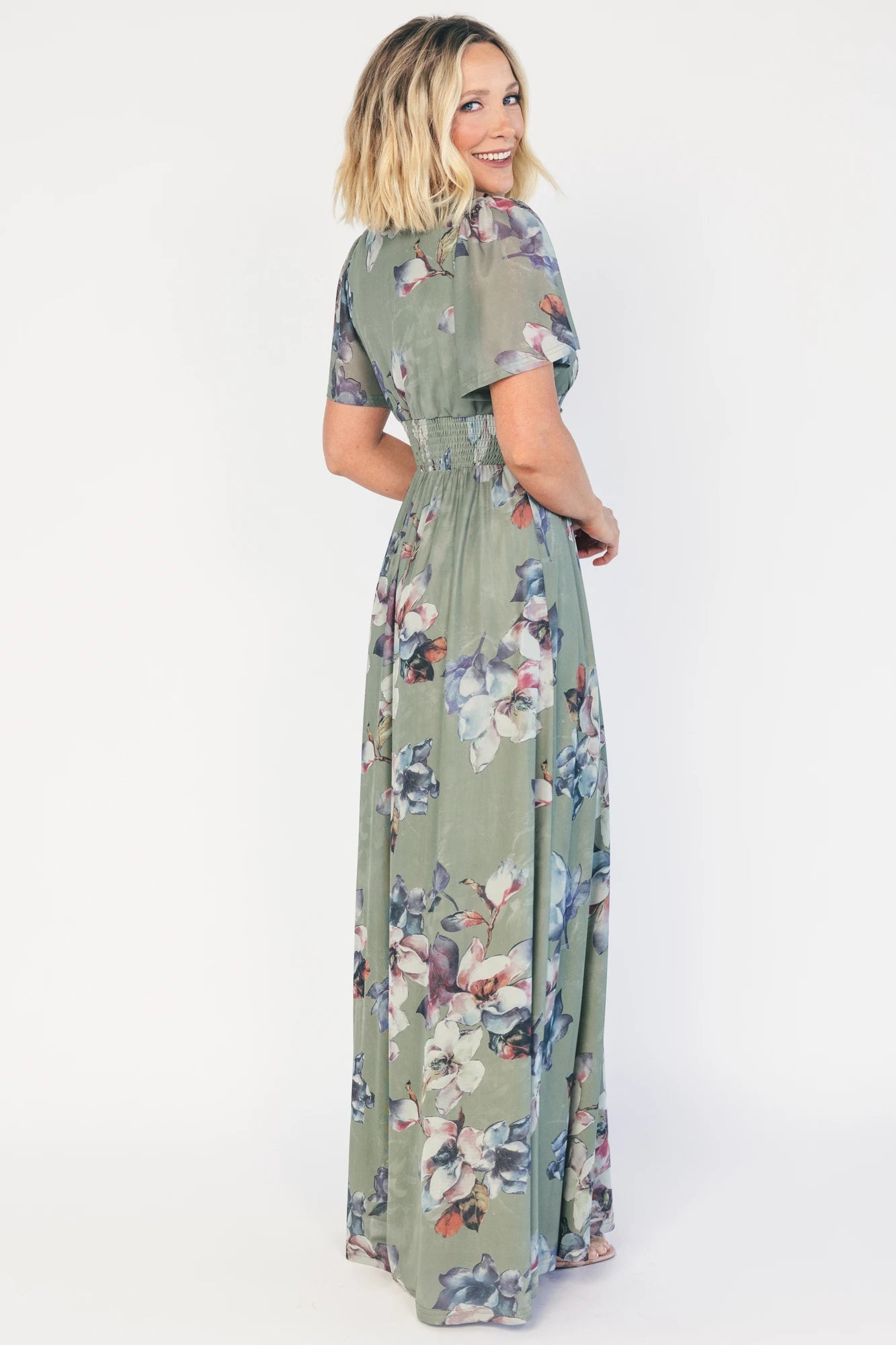 Arianne Mesh Maxi Dress | Sage Floral