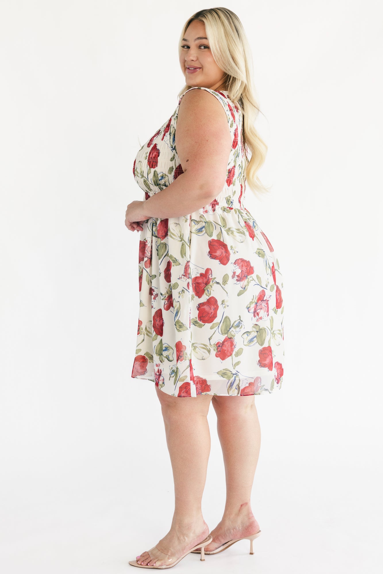 Clémence Smocked Short Dress | Rose Floral