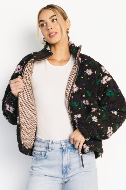 Paige Sherpa Jacket | Brown Floral
