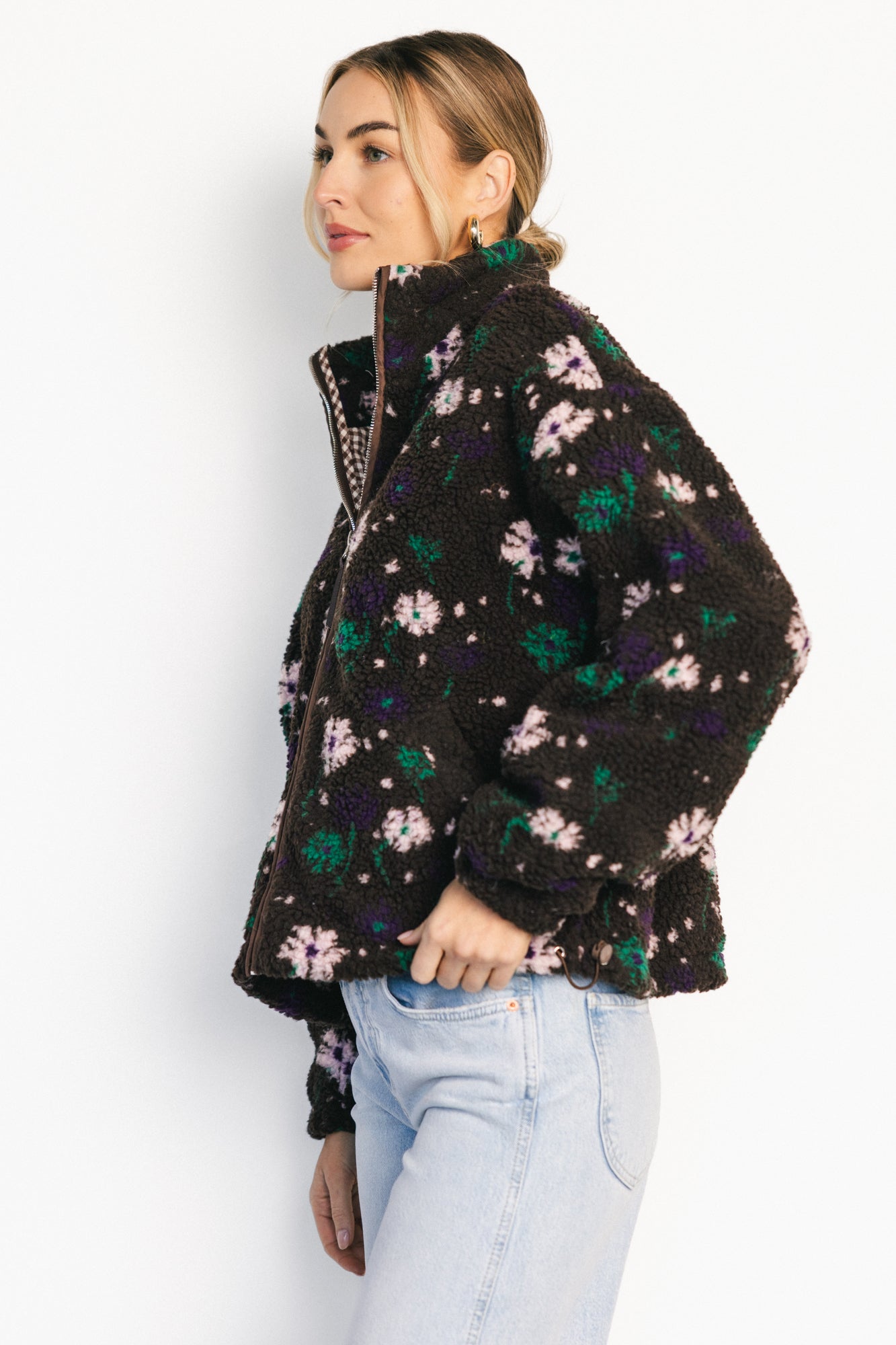 Paige Sherpa Jacket | Brown Floral