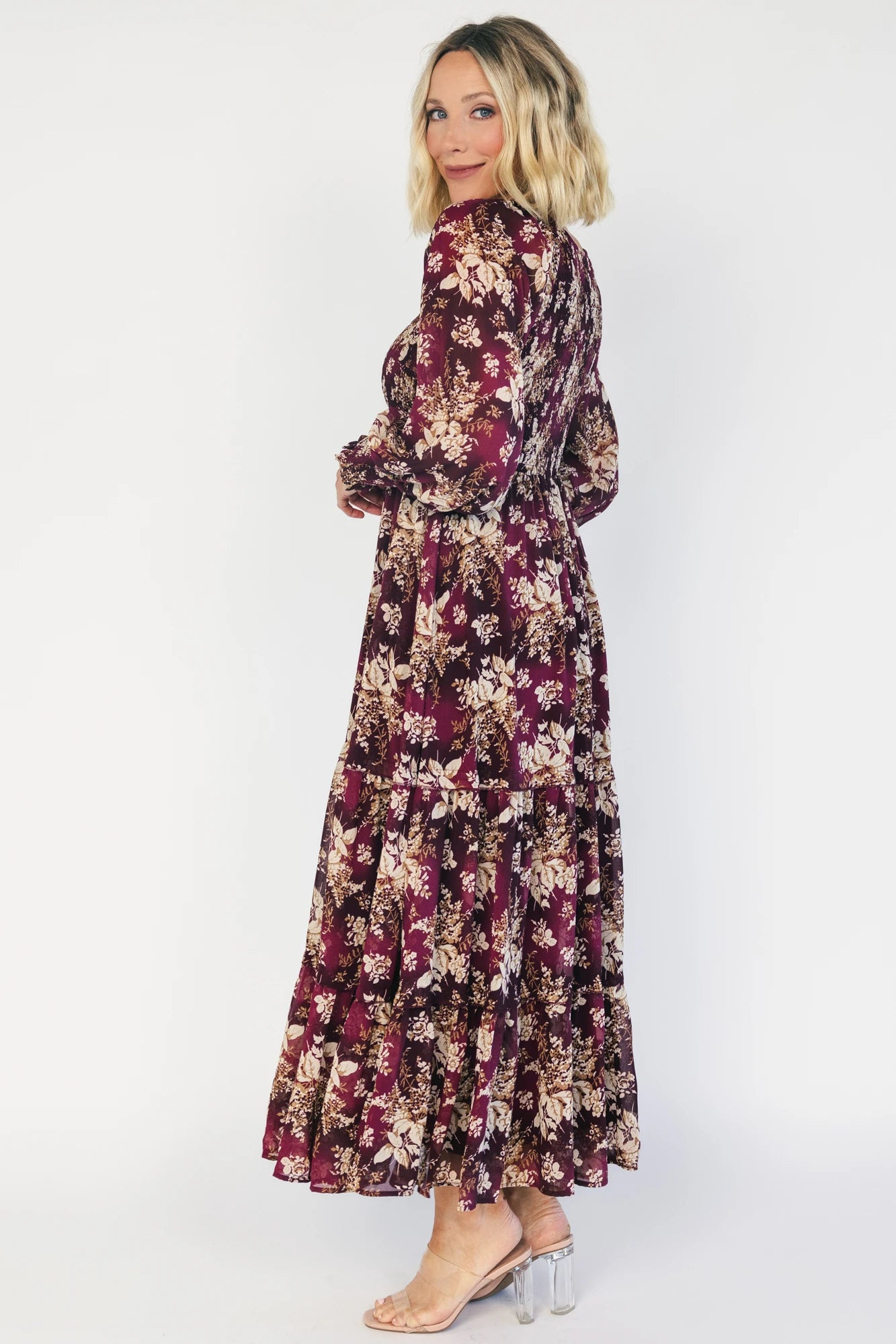 Hearst Smocked Dress | Burgundy Floral