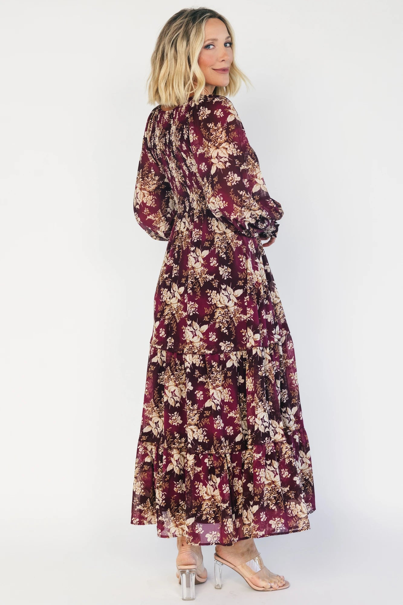 Hearst Smocked Dress | Burgundy Floral