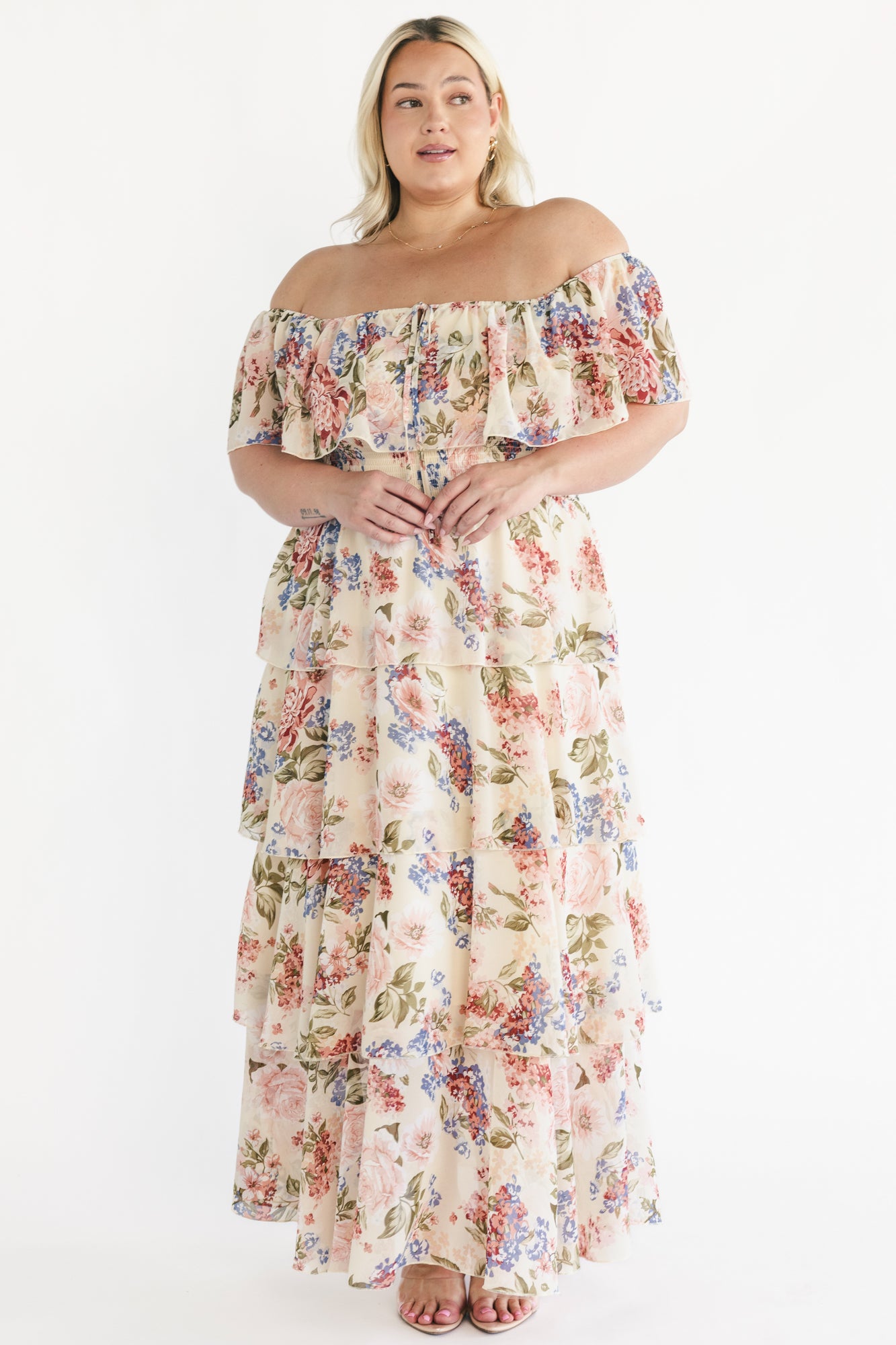 Carina Off Shoulder Maxi Dress | Multi Floral