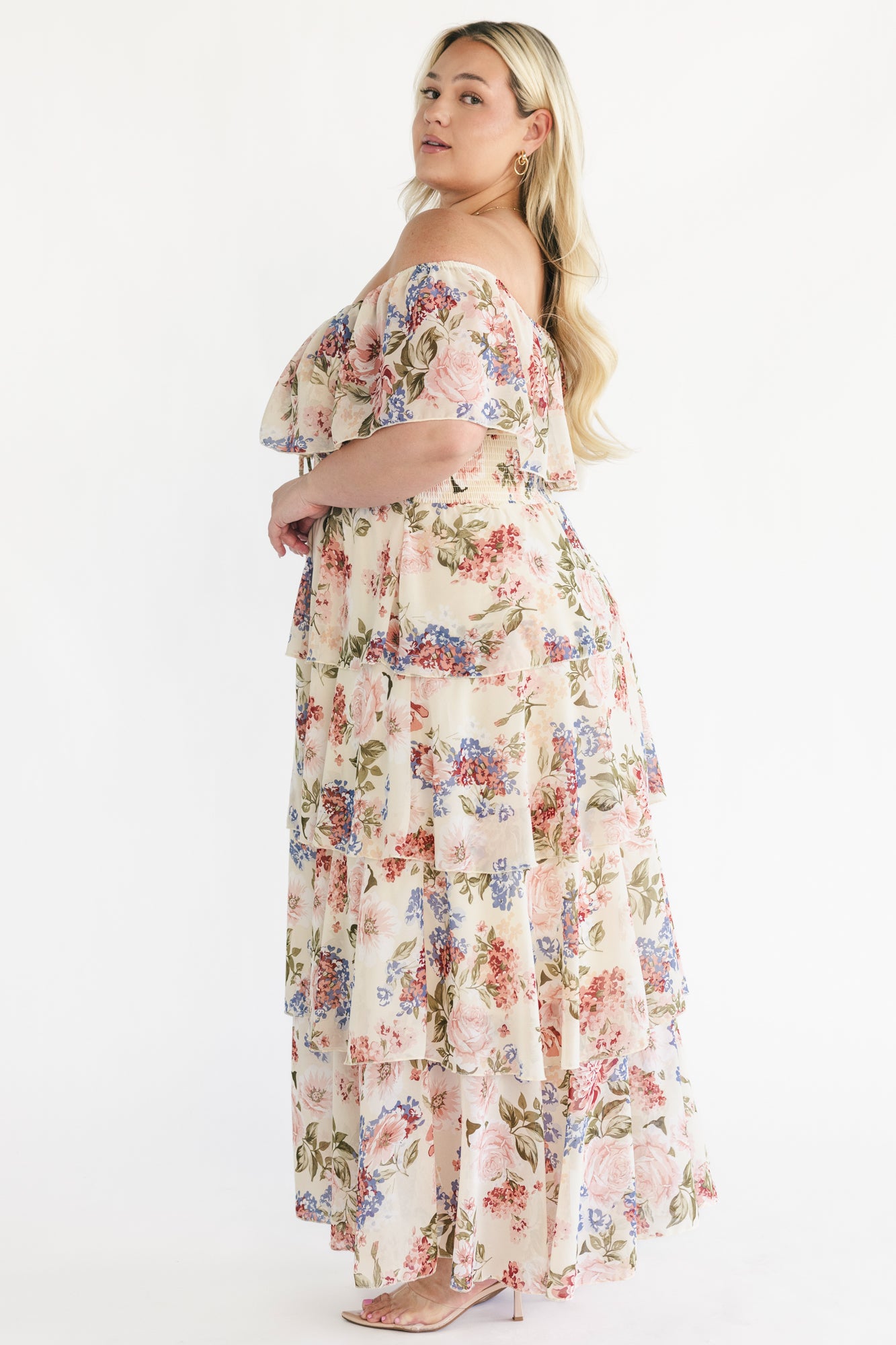 Carina Off Shoulder Maxi Dress | Multi Floral
