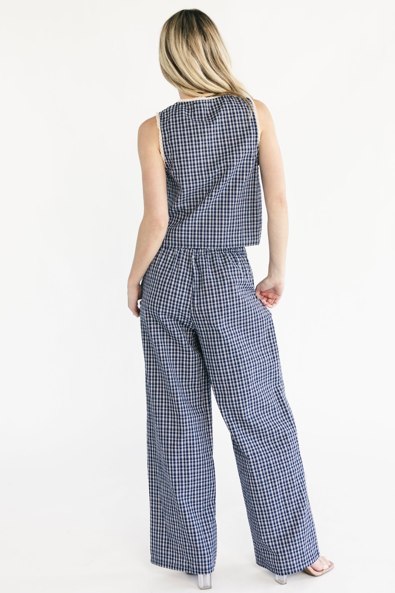 Minnie Tank + Pants Set | Navy Gingham