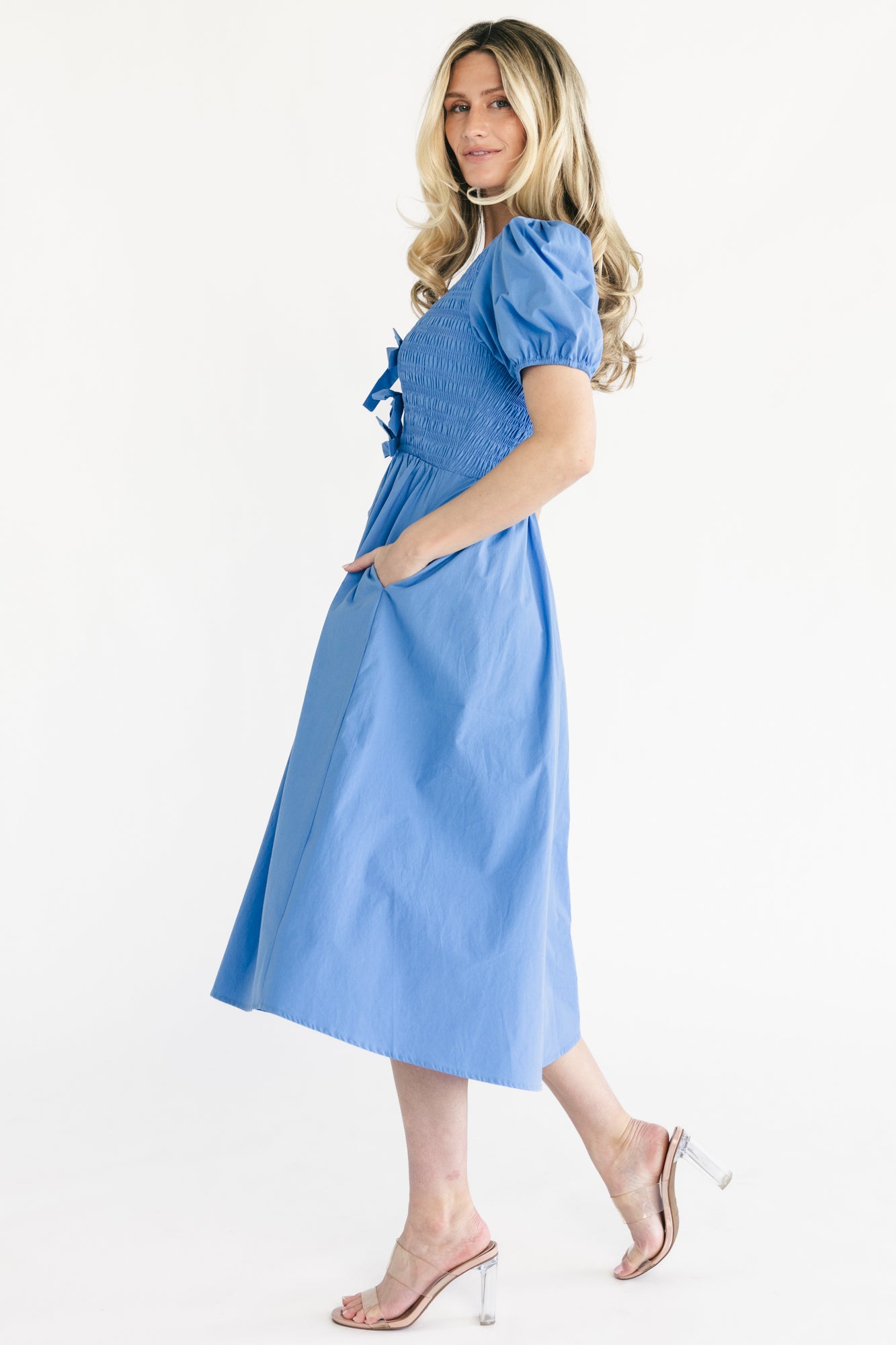 Pixie Midi Bow Dress | Blue