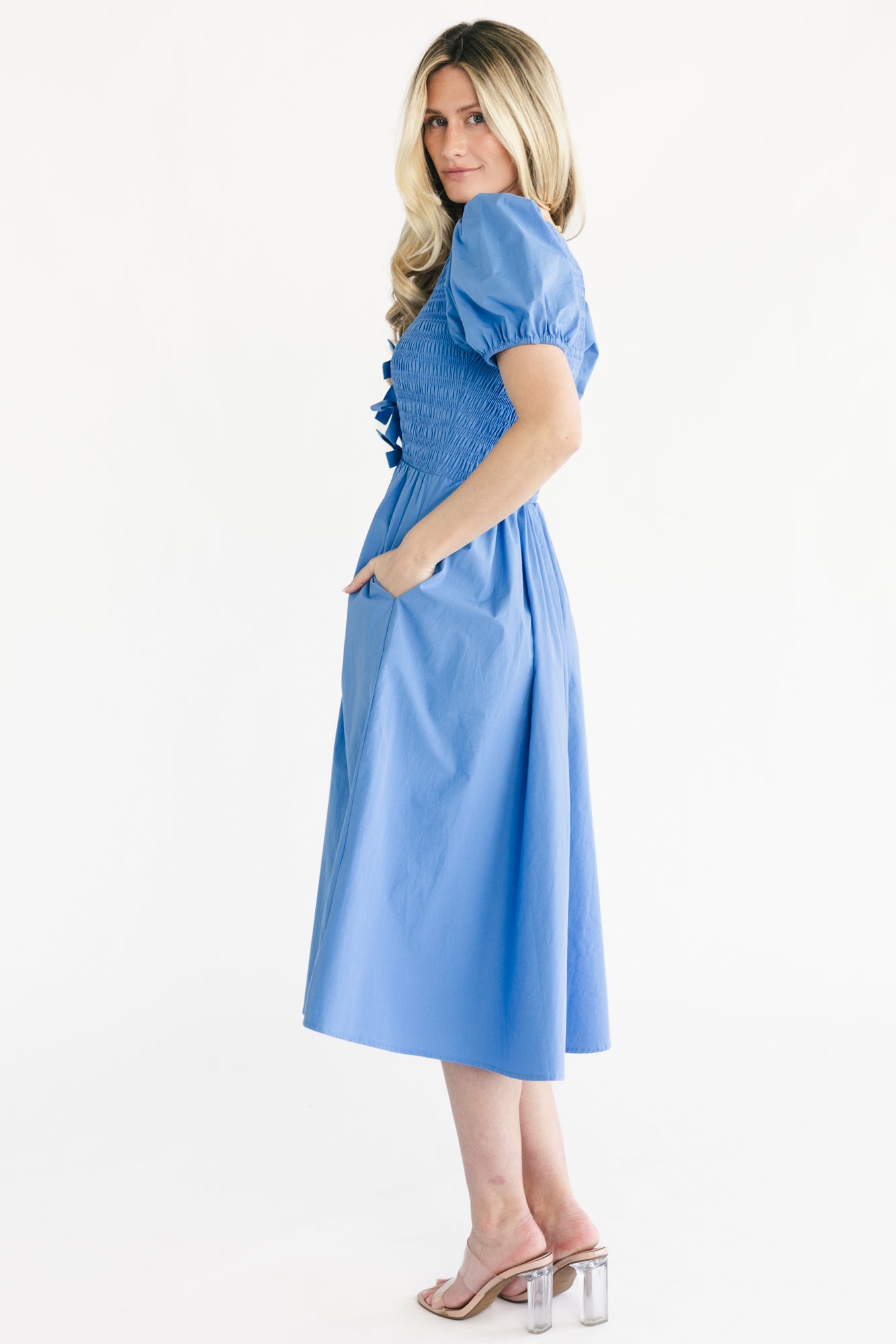 Pixie Midi Bow Dress | Blue