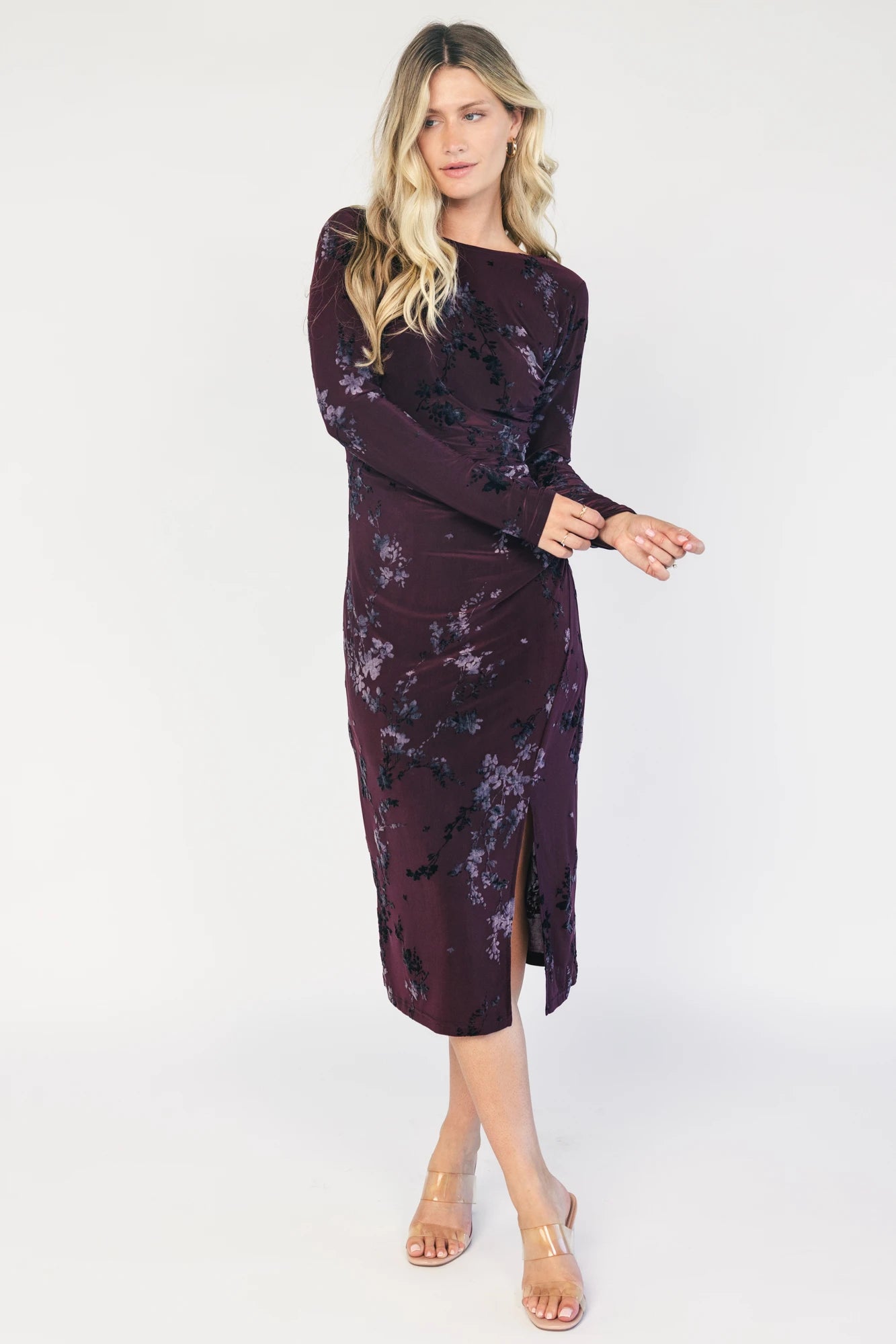 Baltic Born Womens Elizabeth Midi Dress | Dark Plum