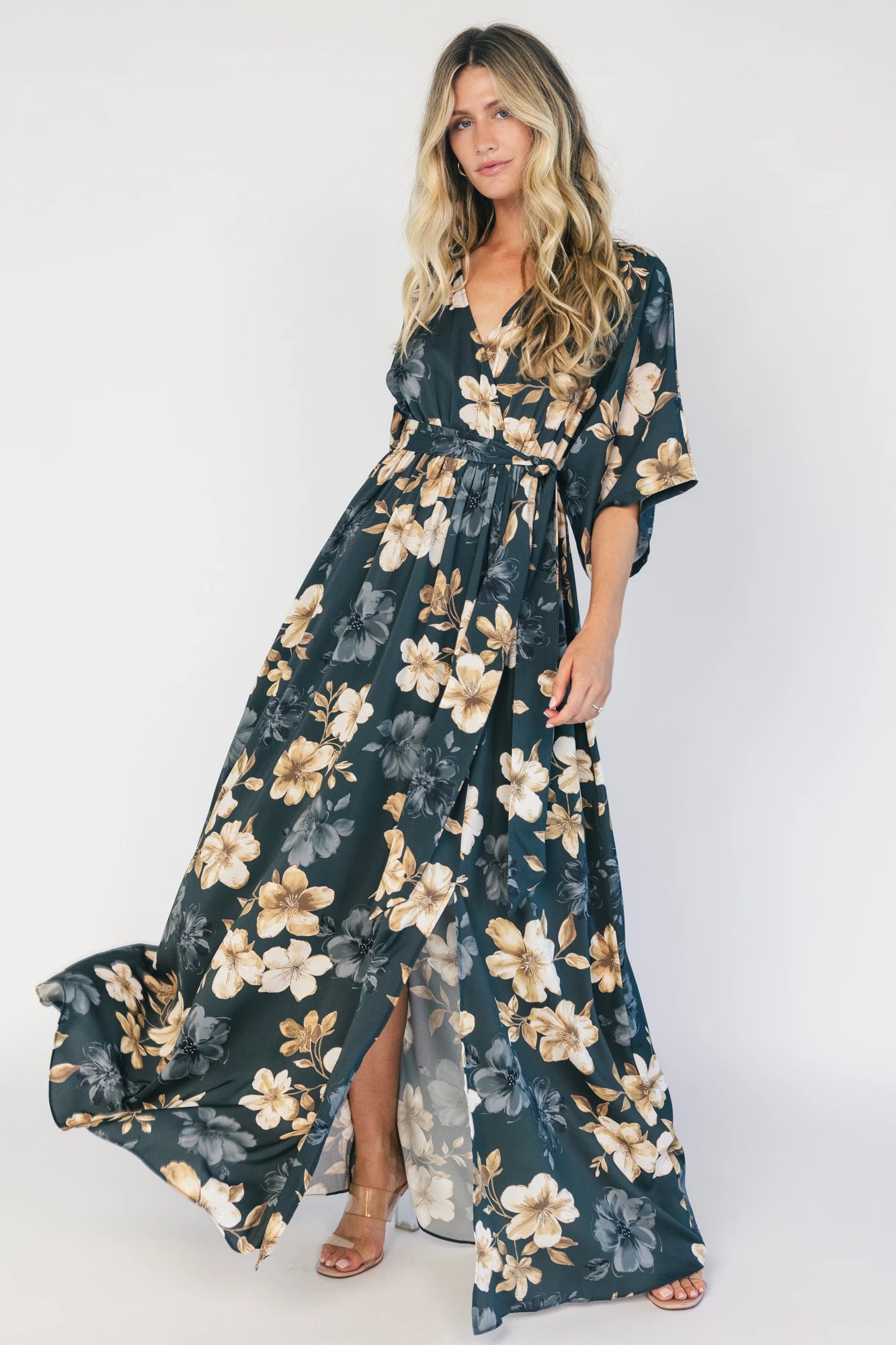 Hamilton Kimono Maxi Dress | Dark Jade Floral